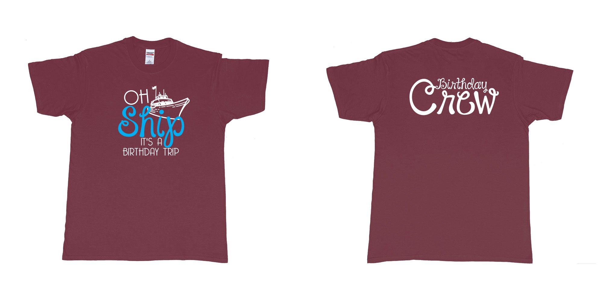 Custom tshirt design Birthday Oh Ship in fabric color marron choice your own text made in Bali by The Pirate Way