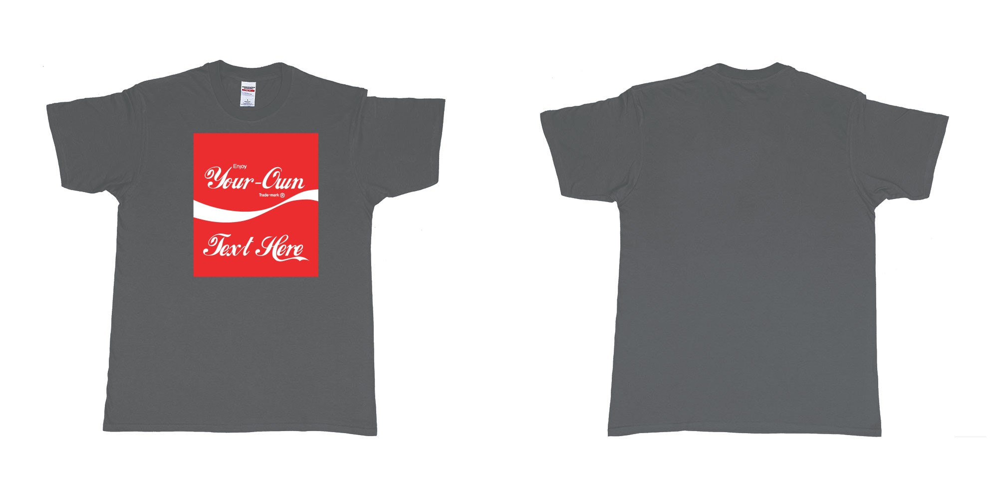 Custom tshirt design Coca Cola in fabric color charcoal choice your own text made in Bali by The Pirate Way