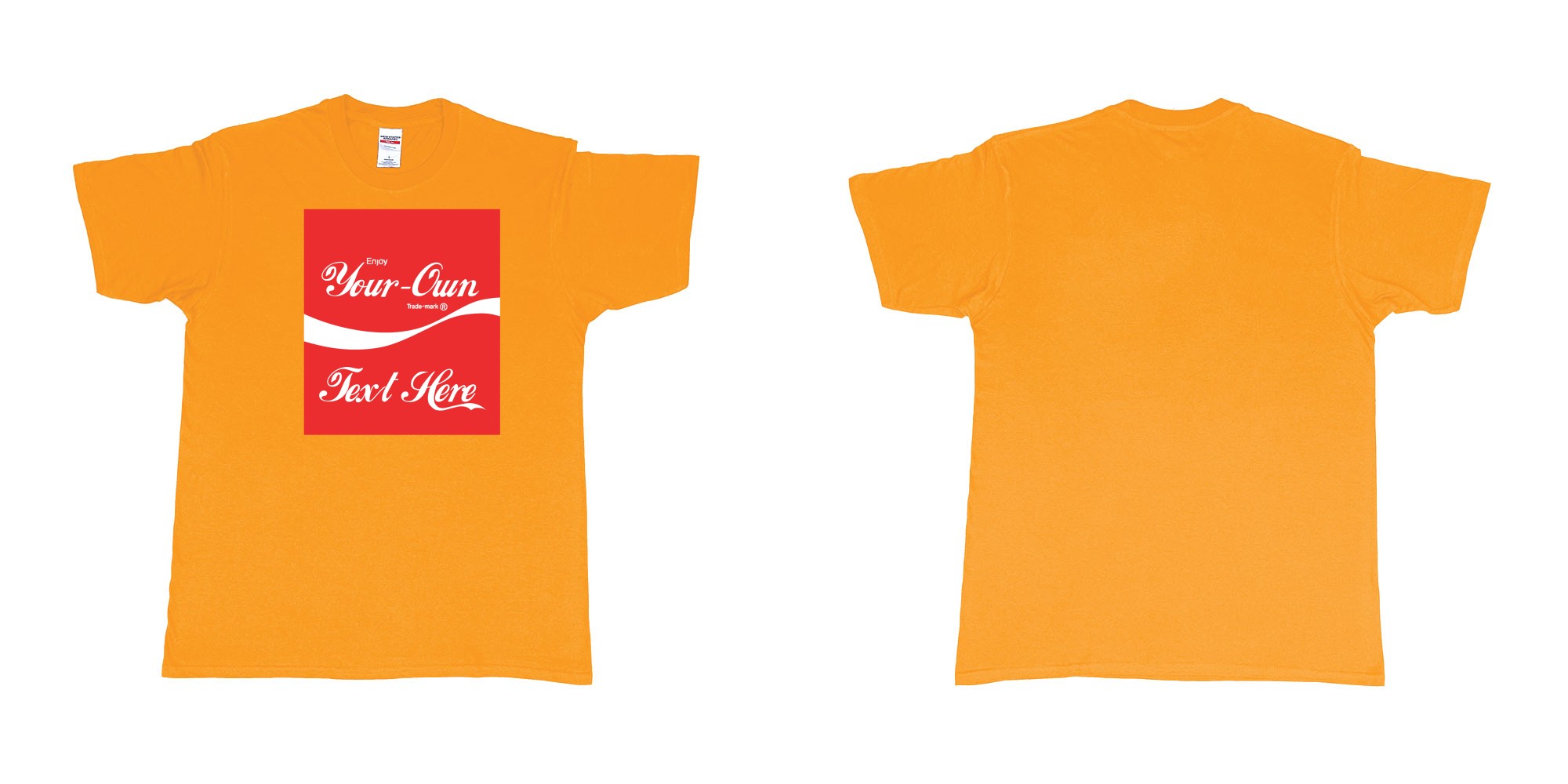 Custom tshirt design Coca Cola in fabric color gold choice your own text made in Bali by The Pirate Way