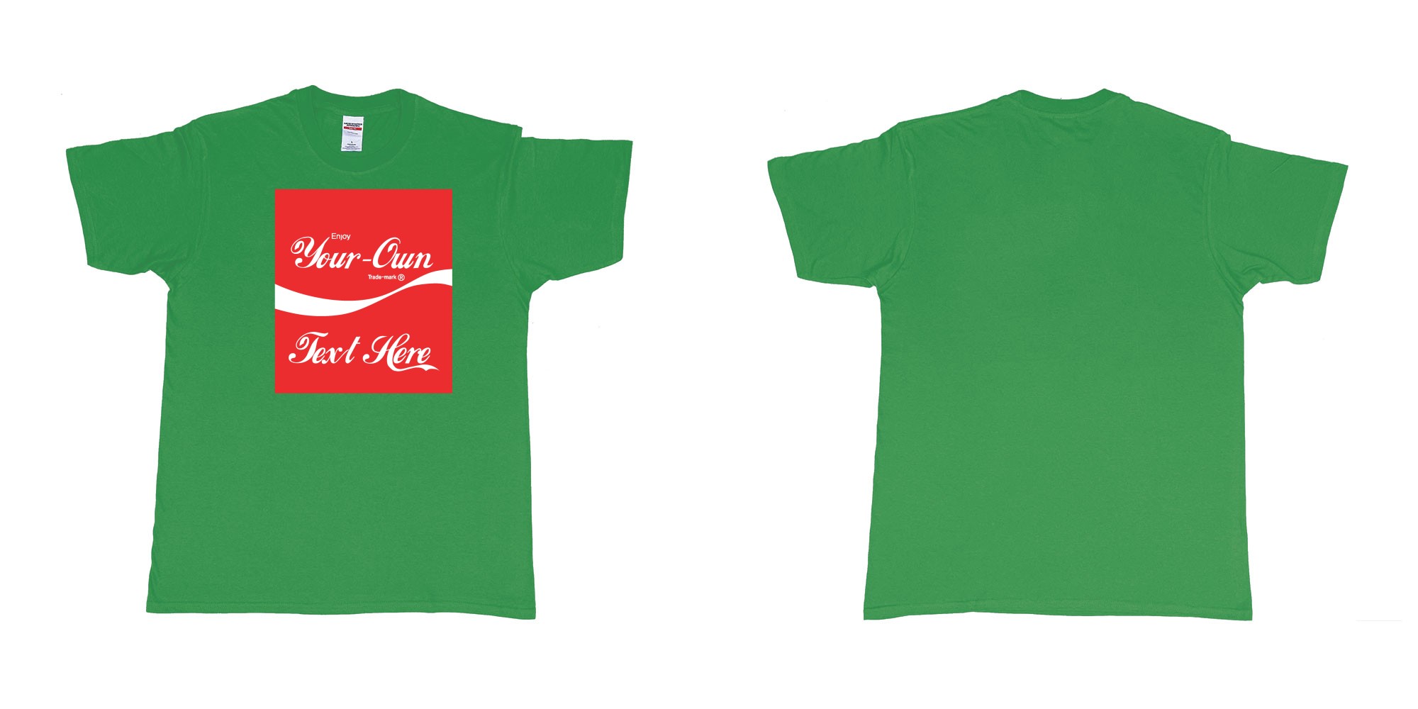 Custom tshirt design Coca Cola in fabric color irish-green choice your own text made in Bali by The Pirate Way