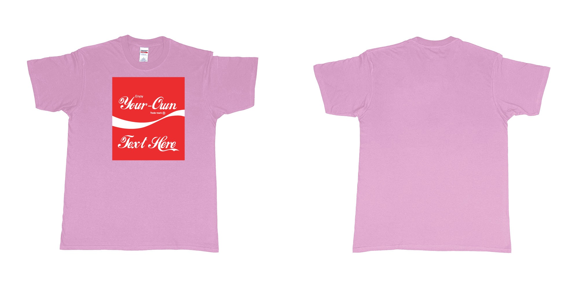 Custom tshirt design Coca Cola in fabric color light-pink choice your own text made in Bali by The Pirate Way