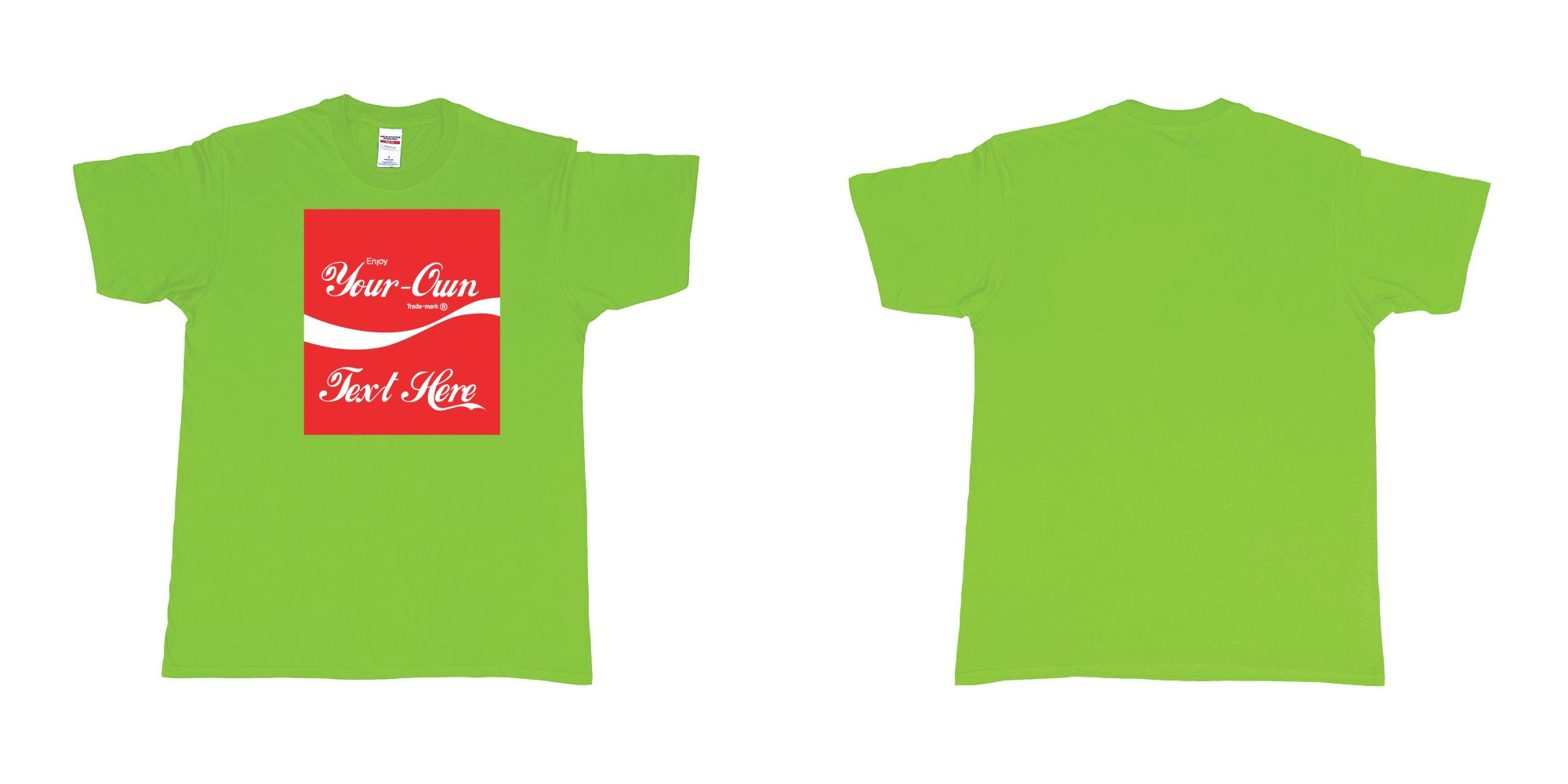 Custom tshirt design Coca Cola in fabric color lime choice your own text made in Bali by The Pirate Way