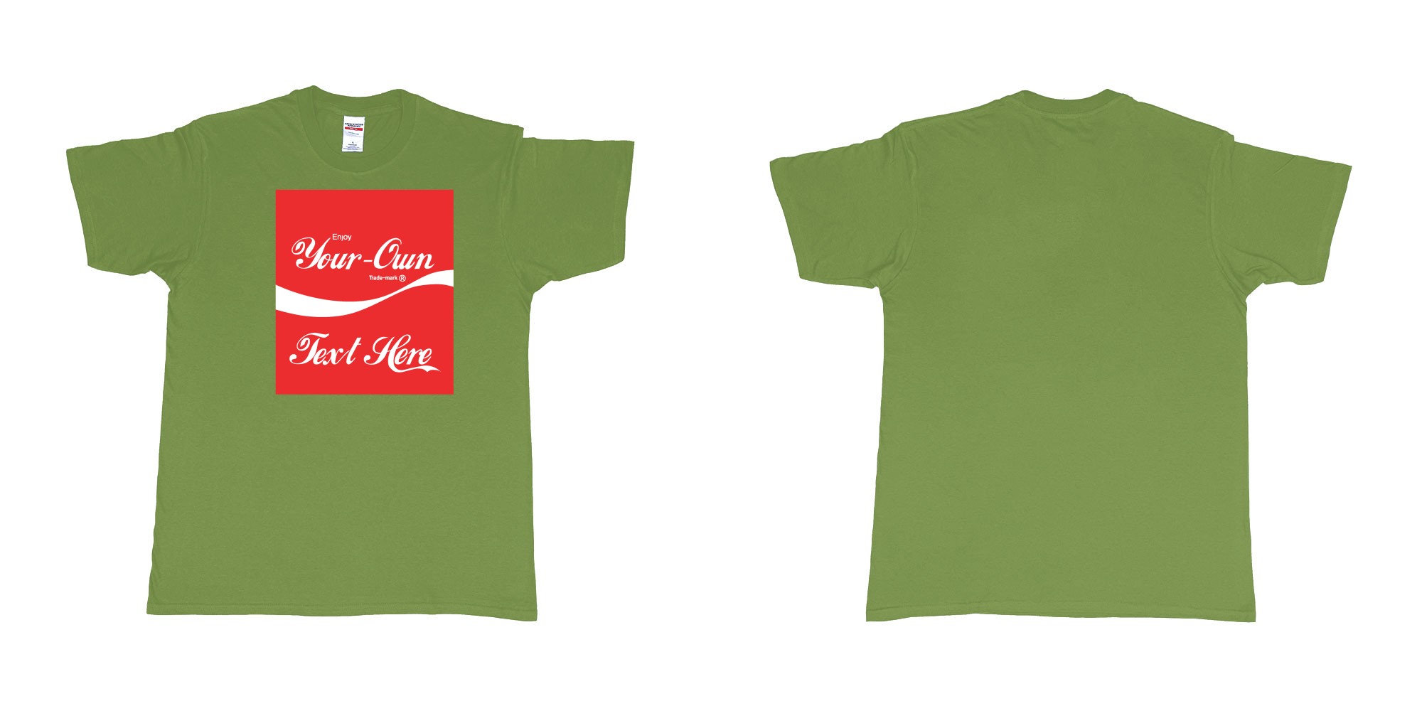 Custom tshirt design Coca Cola in fabric color military-green choice your own text made in Bali by The Pirate Way