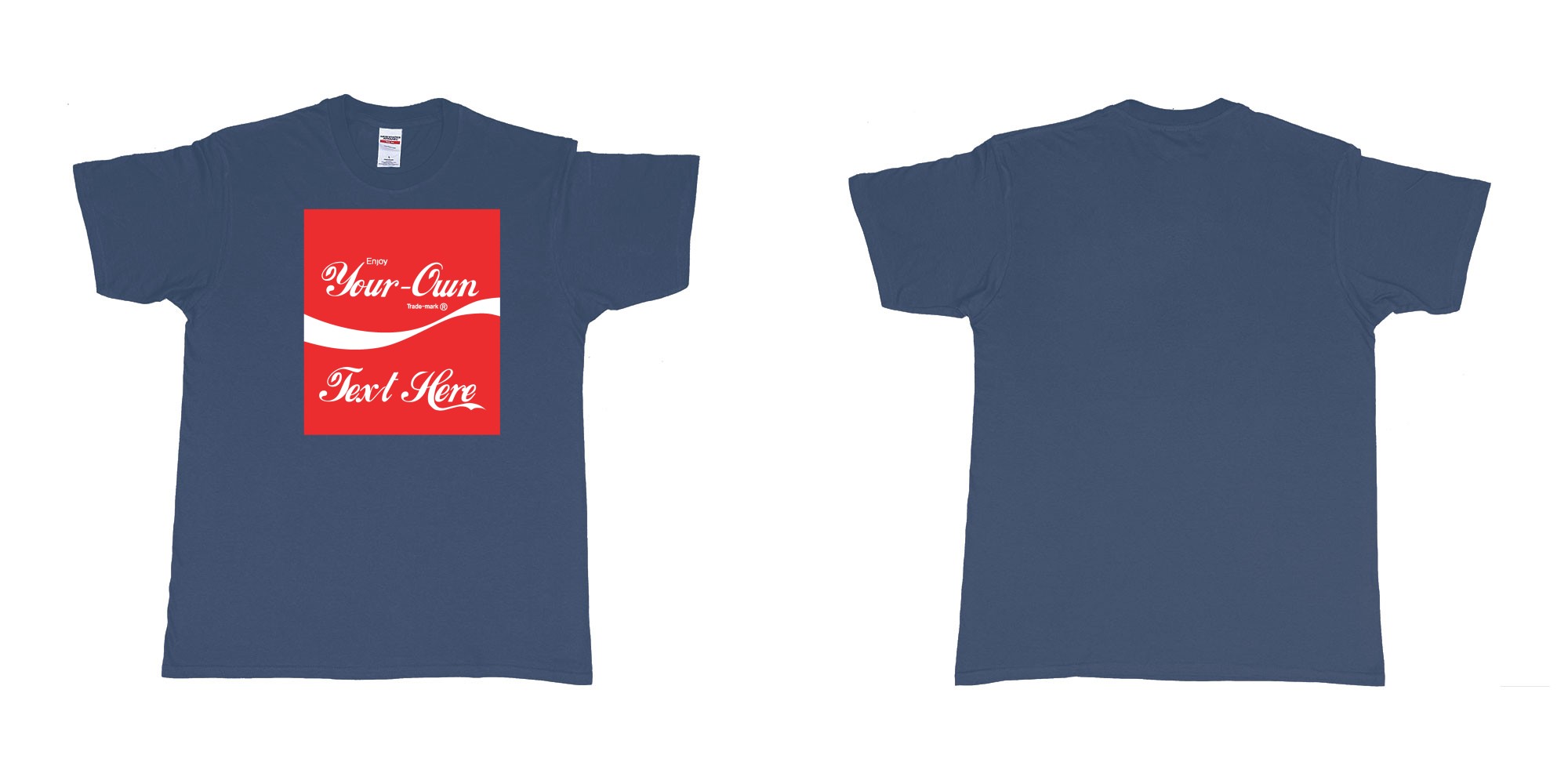 Custom tshirt design Coca Cola in fabric color navy choice your own text made in Bali by The Pirate Way