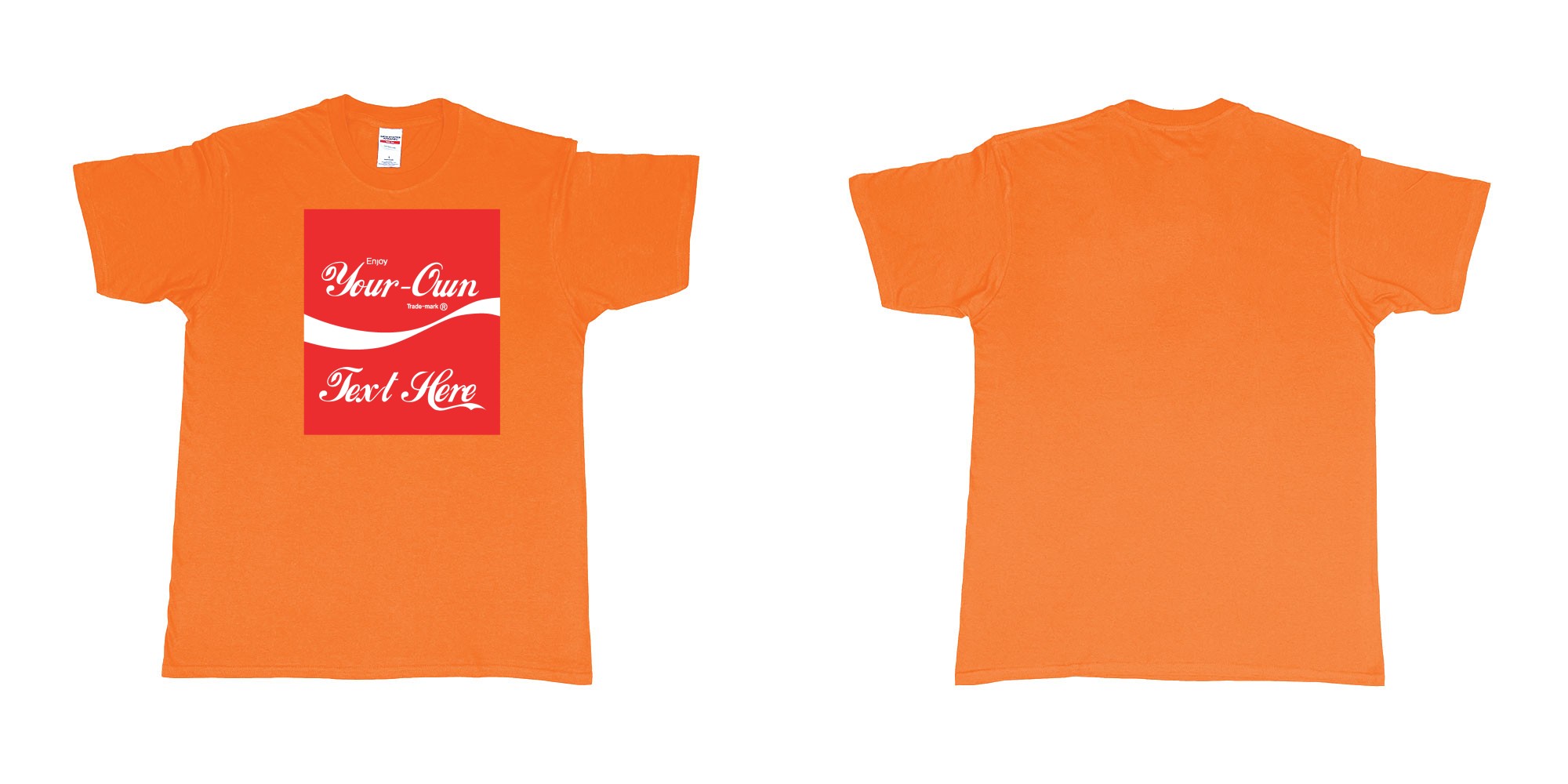 Custom tshirt design Coca Cola in fabric color orange choice your own text made in Bali by The Pirate Way