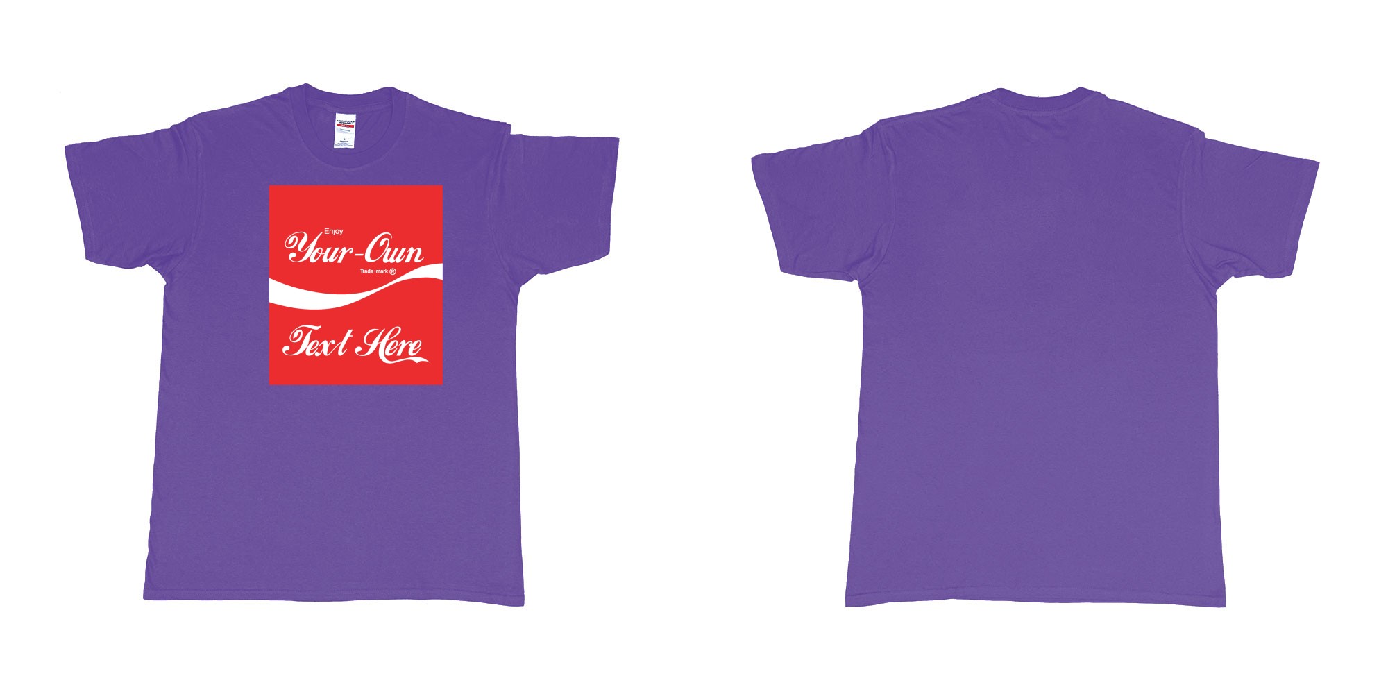 Custom tshirt design Coca Cola in fabric color purple choice your own text made in Bali by The Pirate Way