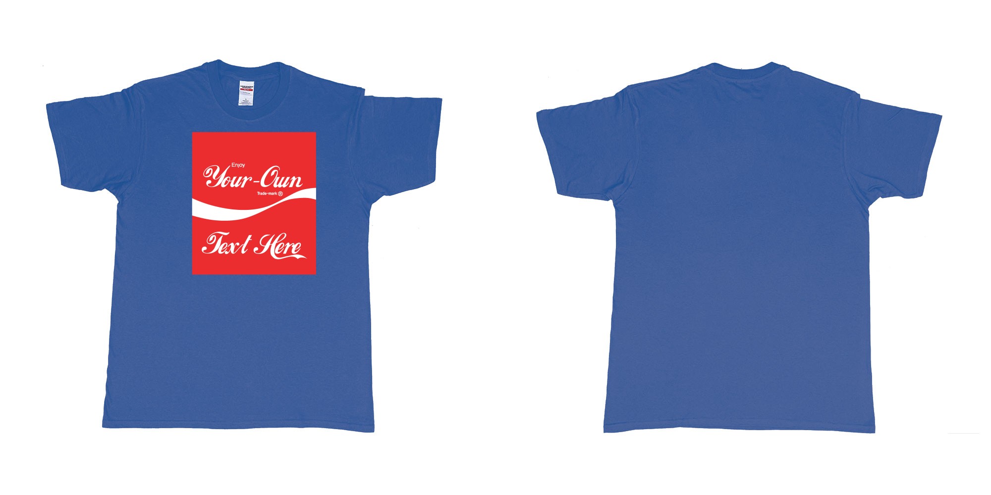 Custom tshirt design Coca Cola in fabric color royal-blue choice your own text made in Bali by The Pirate Way