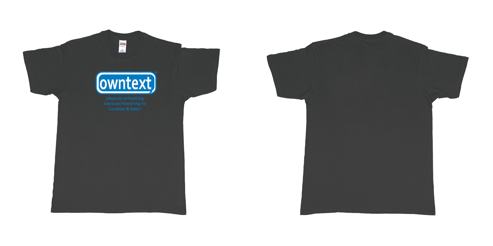Custom tshirt design Durex in fabric color black choice your own text made in Bali by The Pirate Way