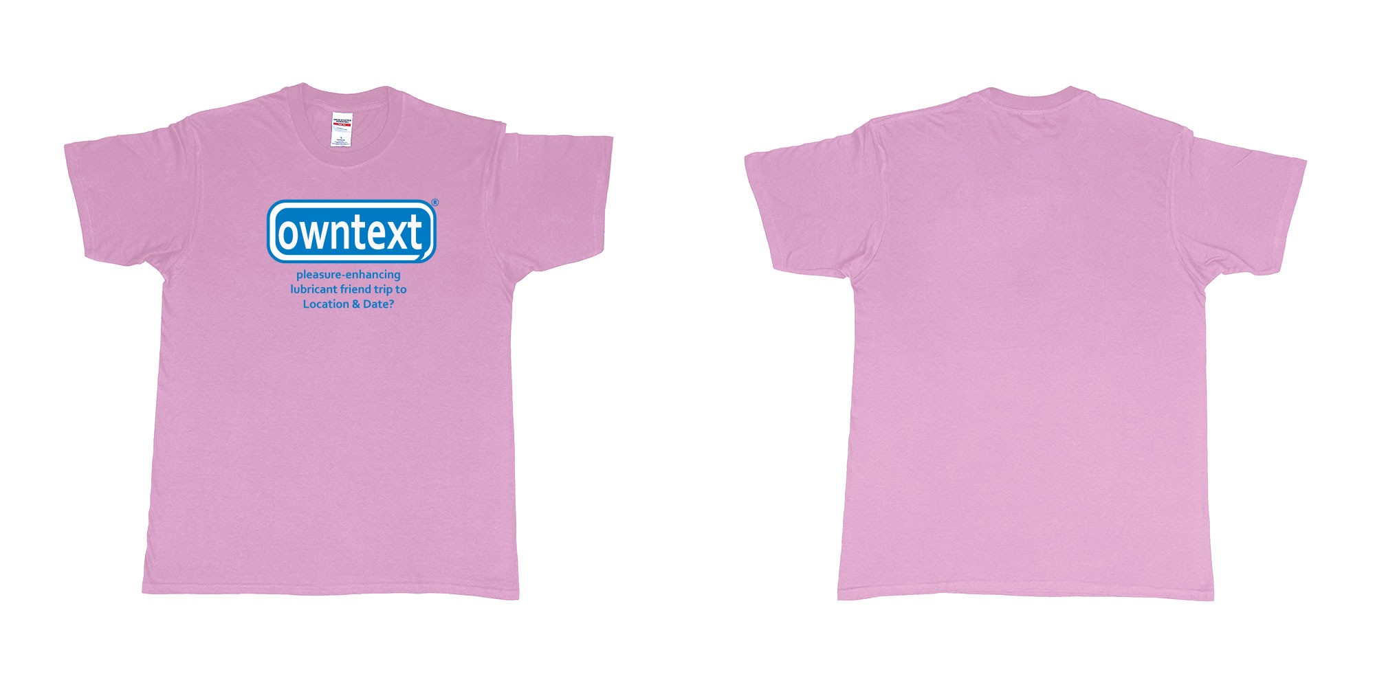 Custom tshirt design Durex in fabric color light-pink choice your own text made in Bali by The Pirate Way