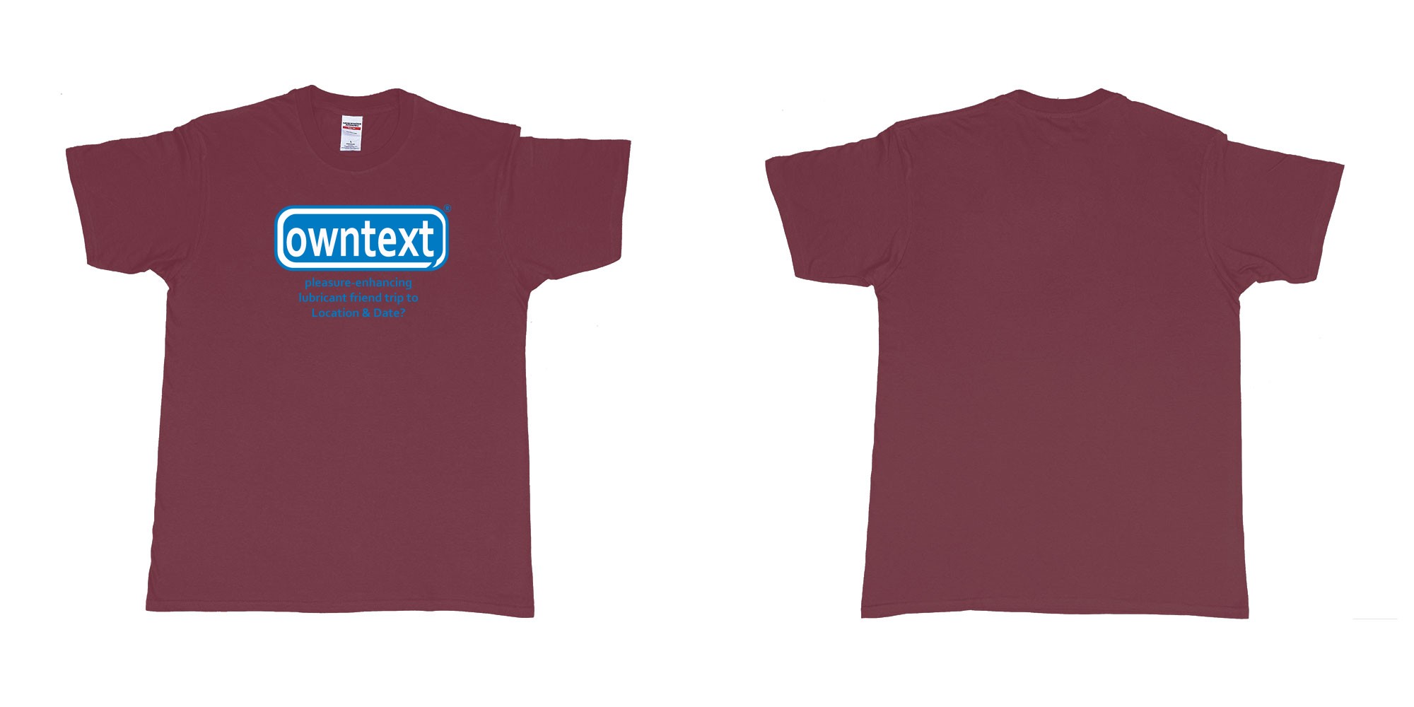 Custom tshirt design Durex in fabric color marron choice your own text made in Bali by The Pirate Way