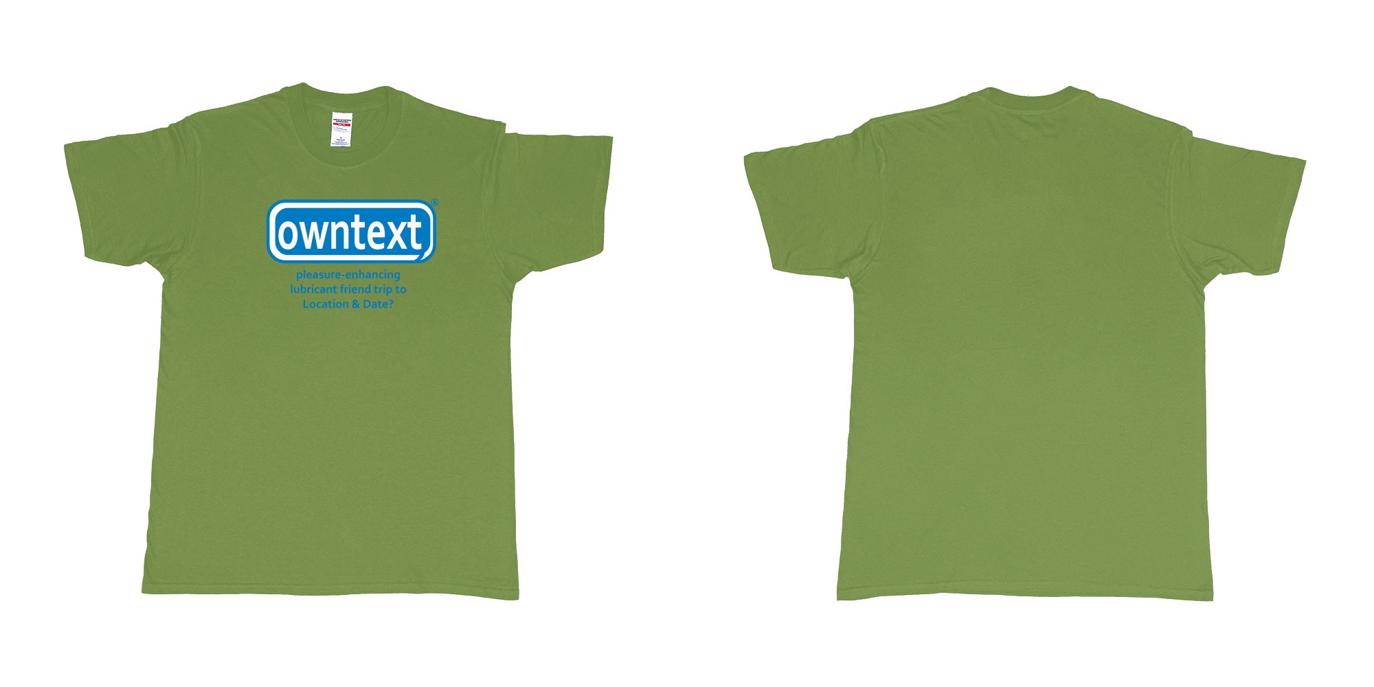 Custom tshirt design Durex in fabric color military-green choice your own text made in Bali by The Pirate Way