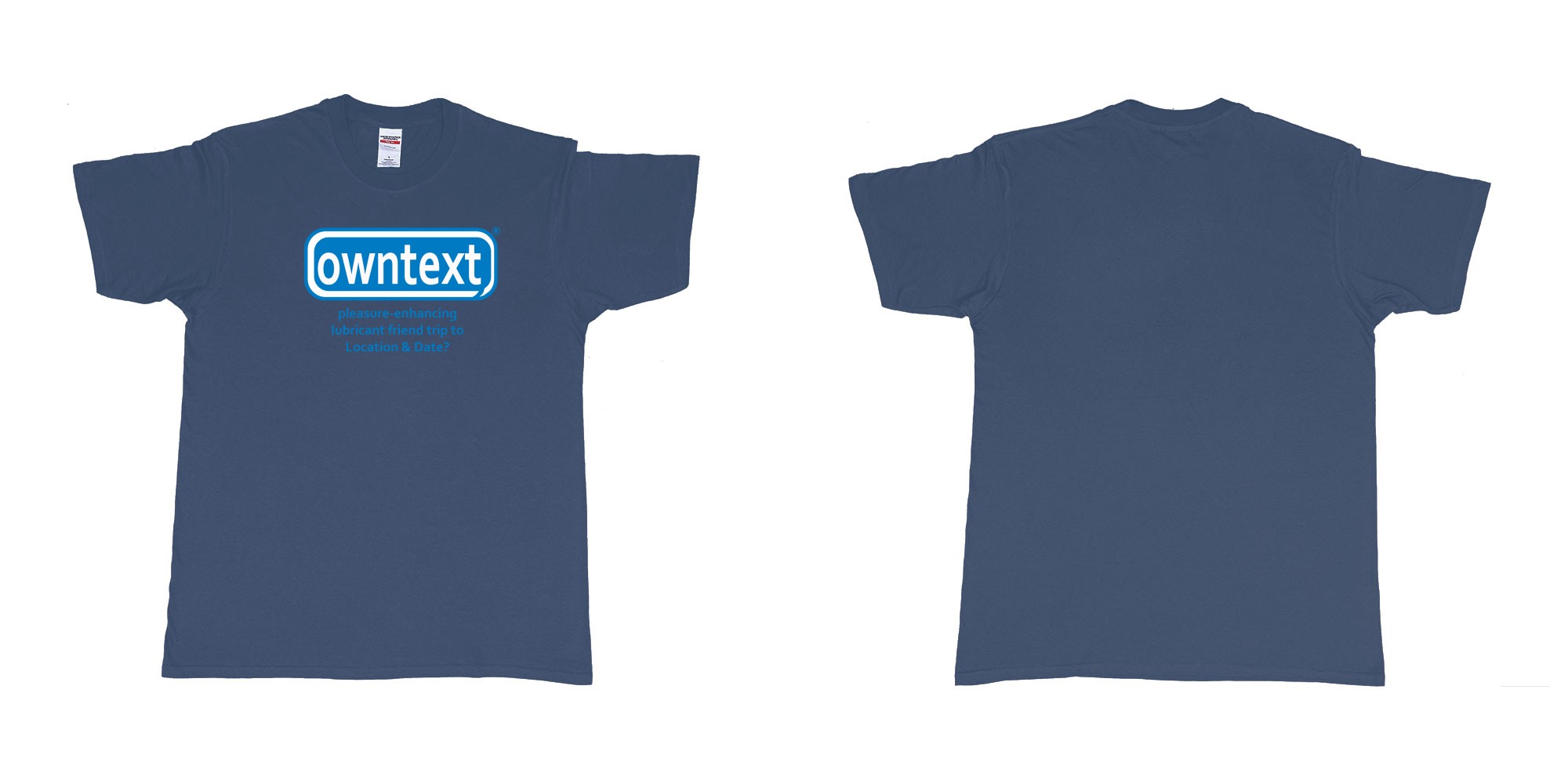 Custom tshirt design Durex in fabric color navy choice your own text made in Bali by The Pirate Way
