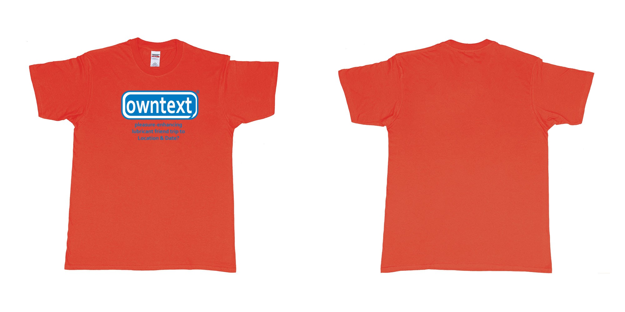 Custom tshirt design Durex in fabric color red choice your own text made in Bali by The Pirate Way