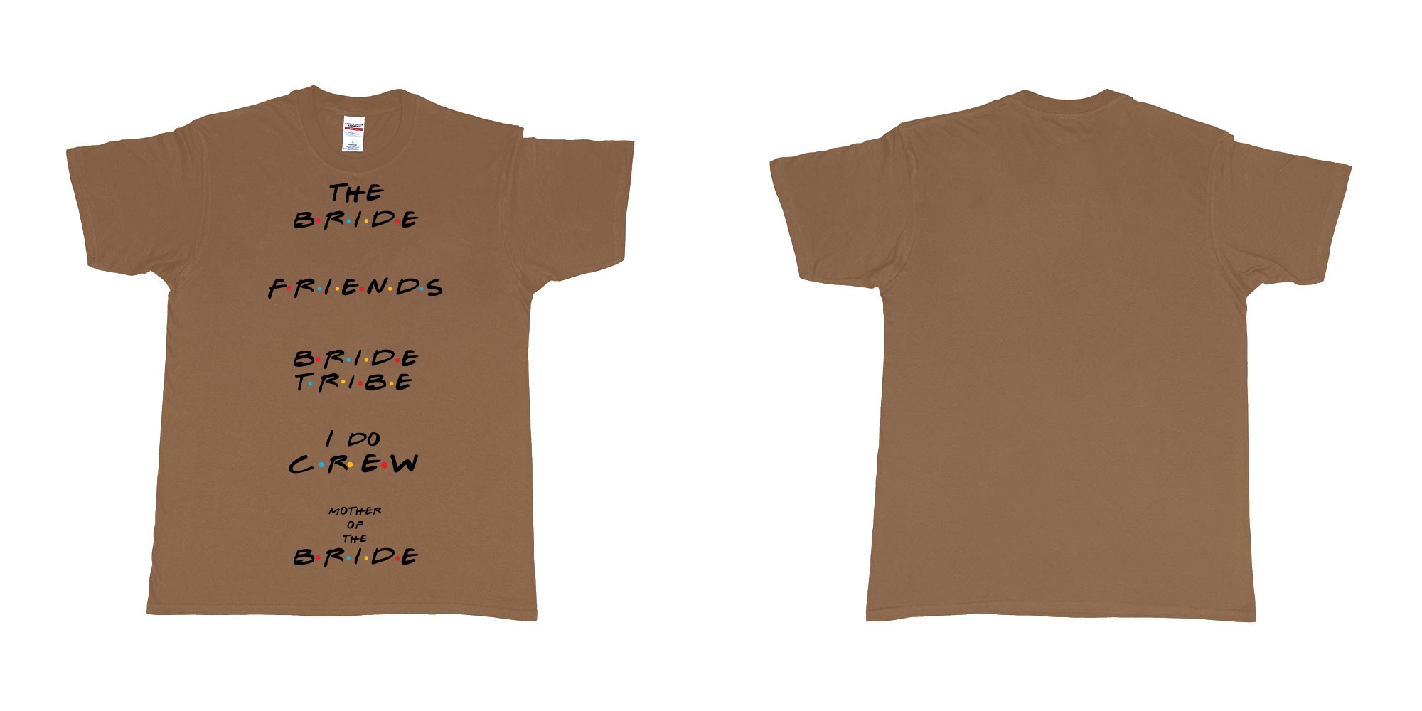Custom tshirt design TPW friends in fabric color chestnut choice your own text made in Bali by The Pirate Way