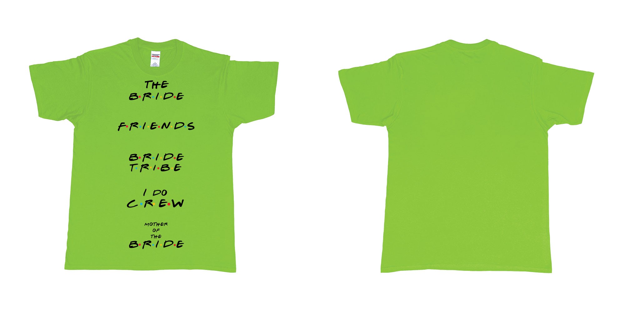 Custom tshirt design TPW friends in fabric color lime choice your own text made in Bali by The Pirate Way