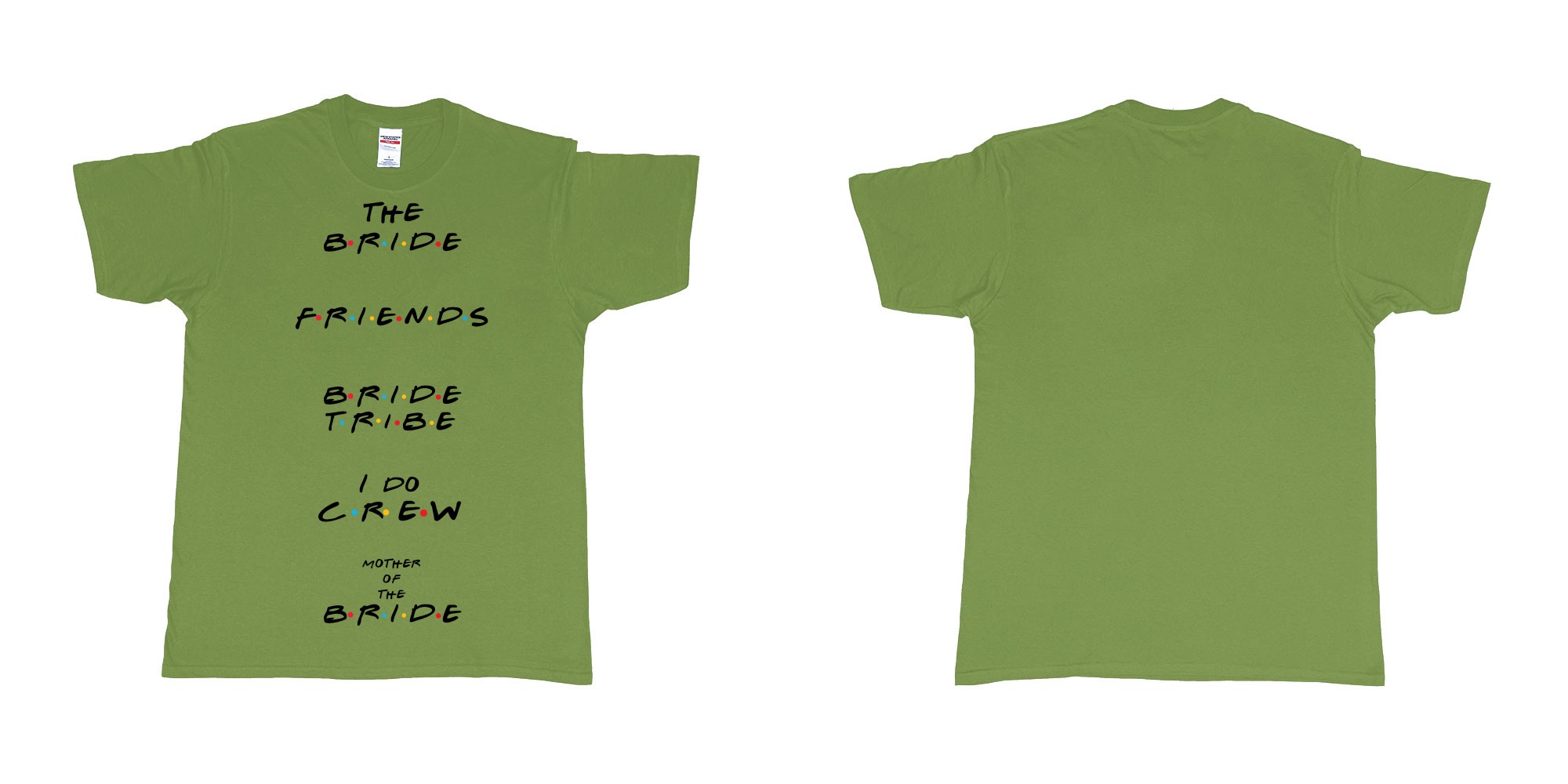 Custom tshirt design TPW friends in fabric color military-green choice your own text made in Bali by The Pirate Way