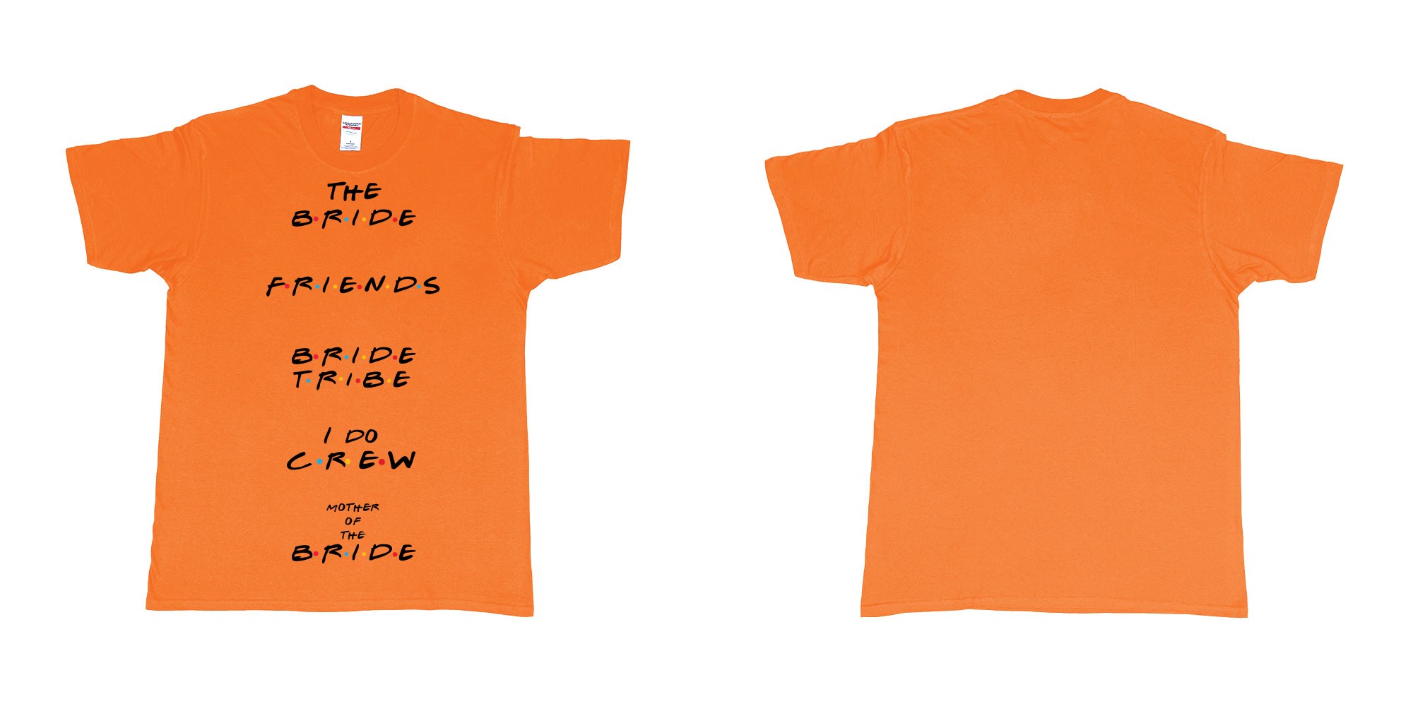 Custom tshirt design TPW friends in fabric color orange choice your own text made in Bali by The Pirate Way