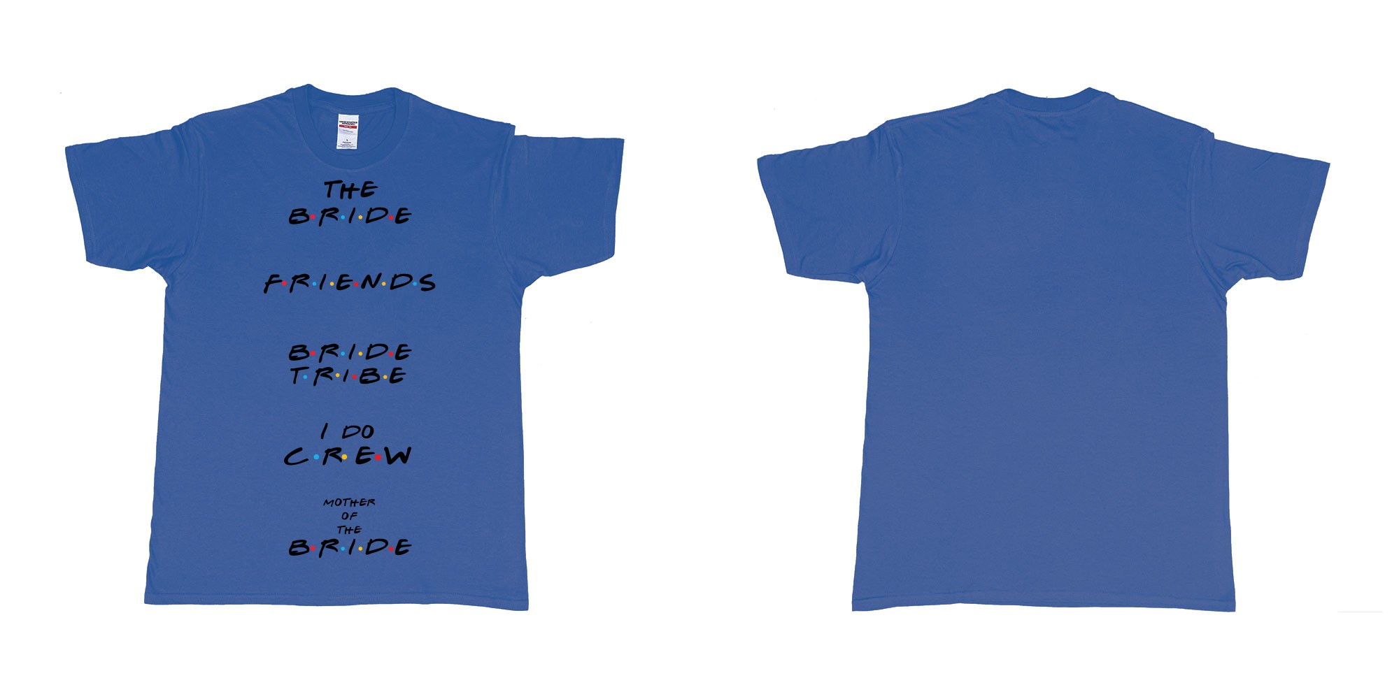 Custom tshirt design TPW friends in fabric color royal-blue choice your own text made in Bali by The Pirate Way