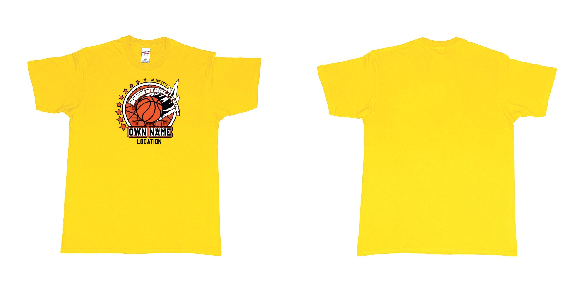 Custom tshirt design basketball team own name location established year custom design production bali in fabric color daisy choice your own text made in Bali by The Pirate Way