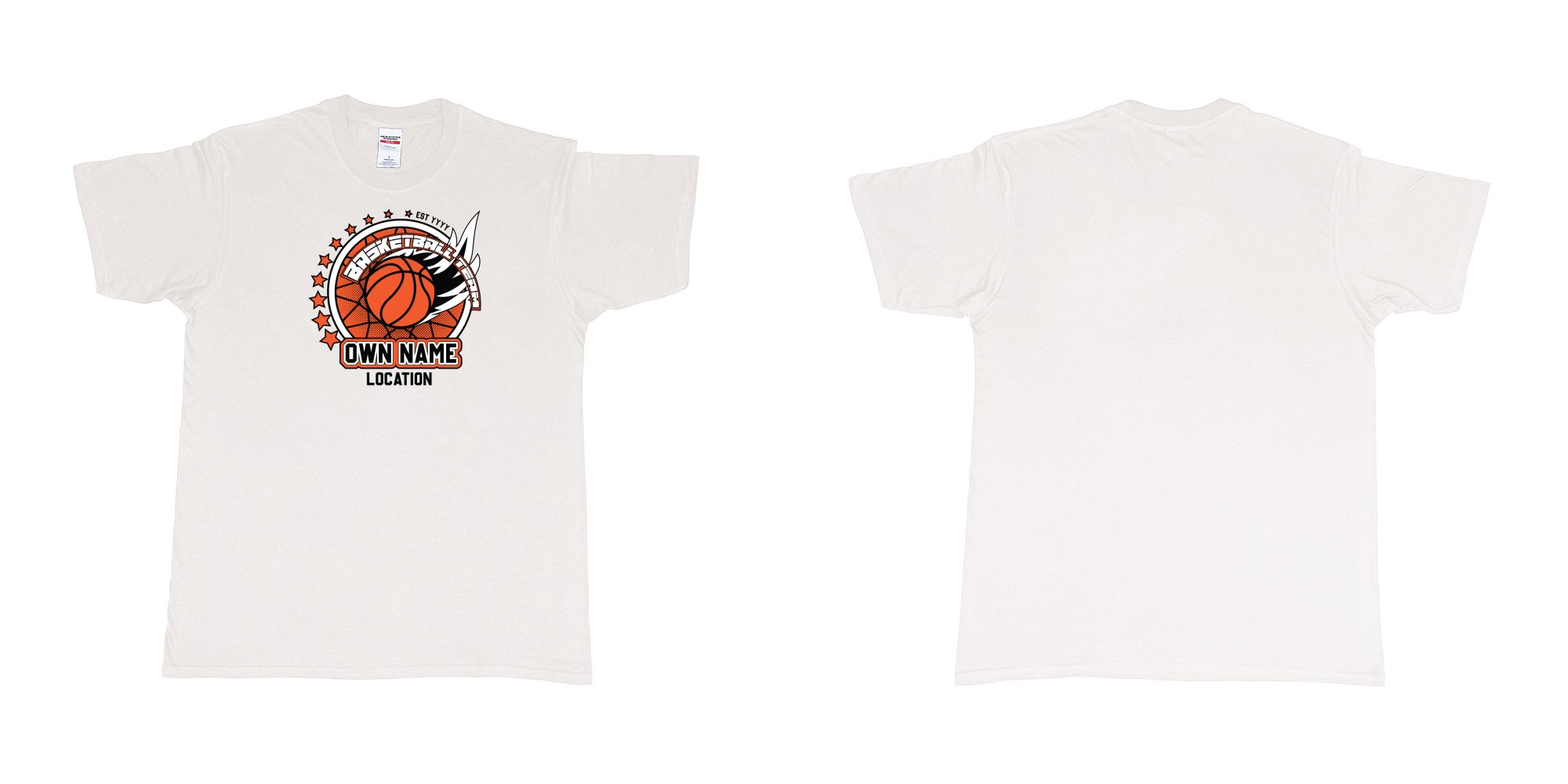 Custom tshirt design basketball team own name location established year custom design production bali in fabric color white choice your own text made in Bali by The Pirate Way