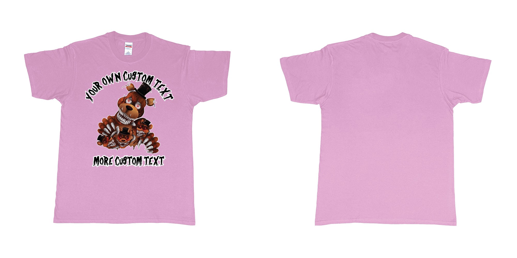 Custom tshirt design five nights at freddy scary bears in fabric color light-pink choice your own text made in Bali by The Pirate Way