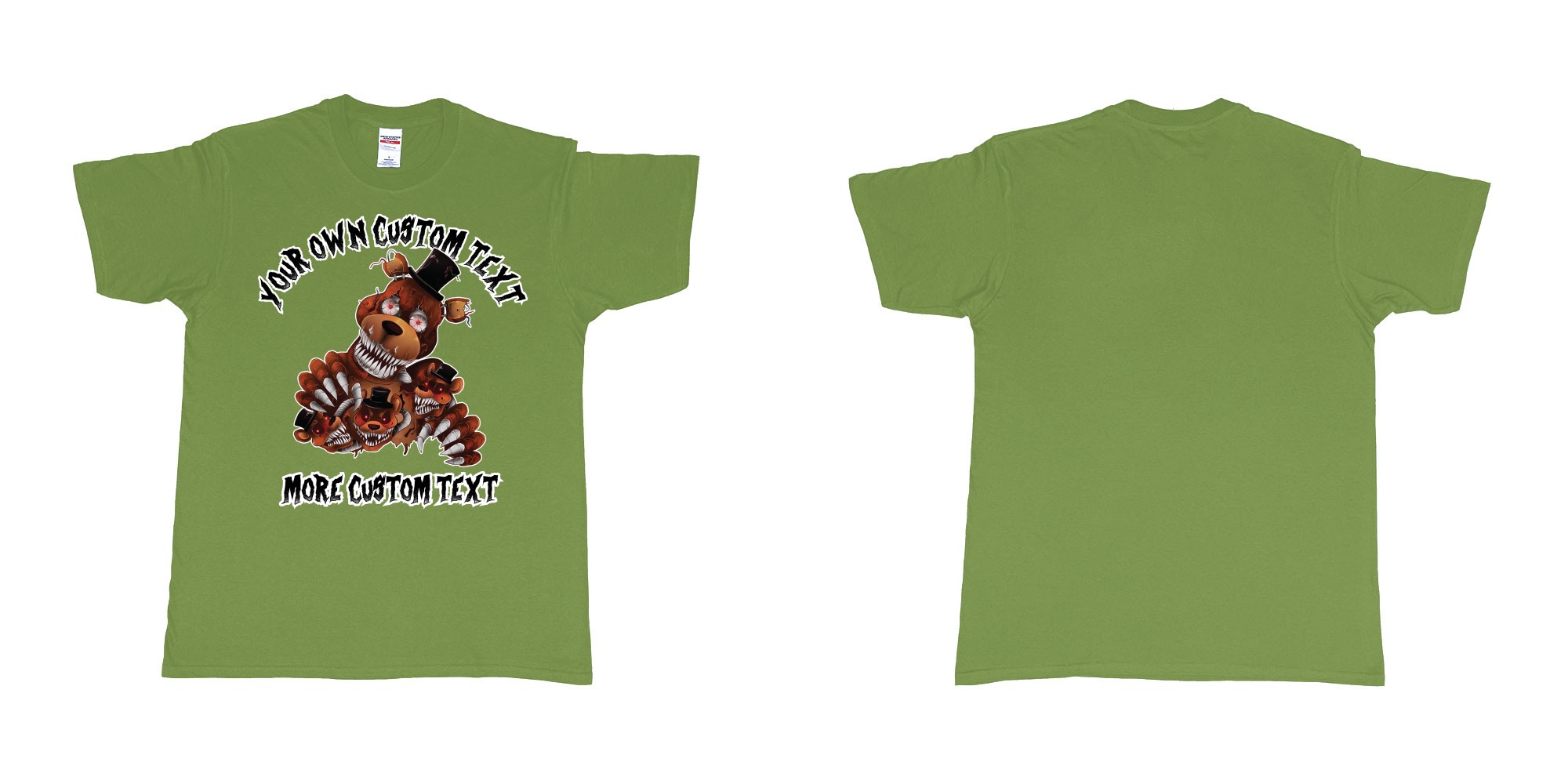 Custom tshirt design five nights at freddy scary bears in fabric color military-green choice your own text made in Bali by The Pirate Way