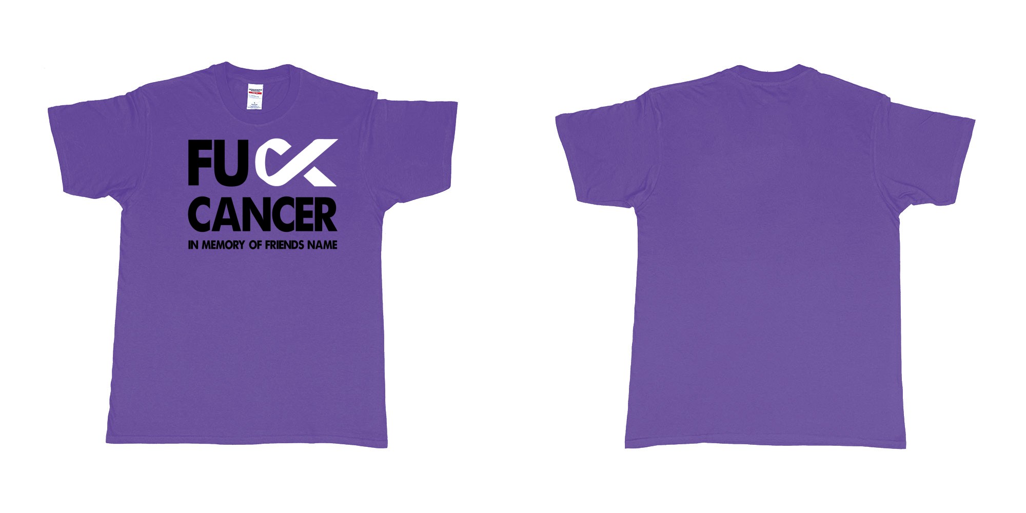 Custom tshirt design fuck cancer in memory of custom friends name tshirt in fabric color purple choice your own text made in Bali by The Pirate Way