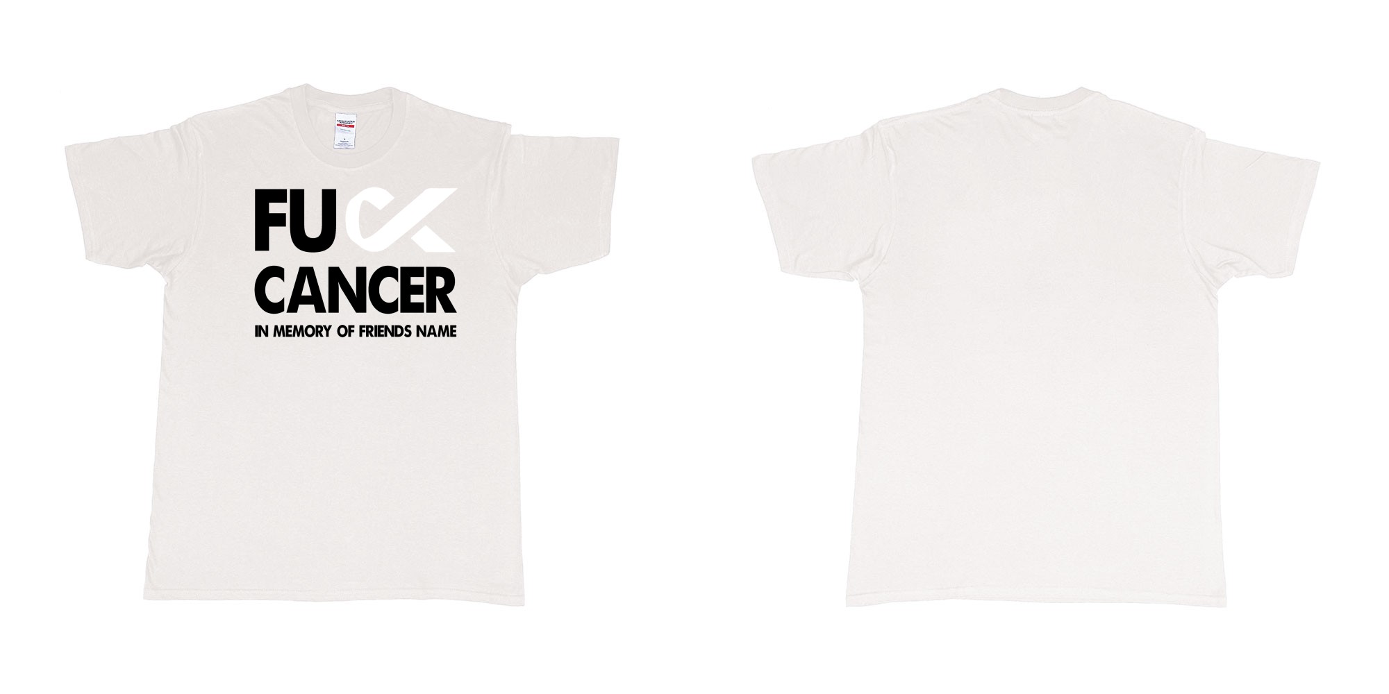 Custom tshirt design fuck cancer in memory of custom friends name tshirt in fabric color white choice your own text made in Bali by The Pirate Way