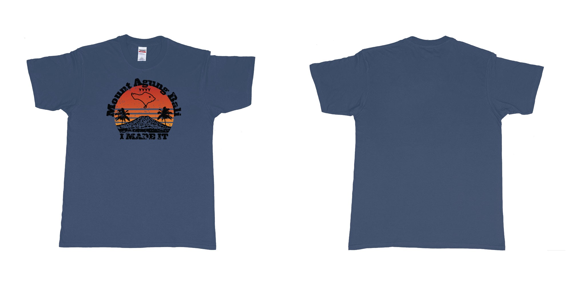 Custom tshirt design mount agung bali i made it in fabric color navy choice your own text made in Bali by The Pirate Way