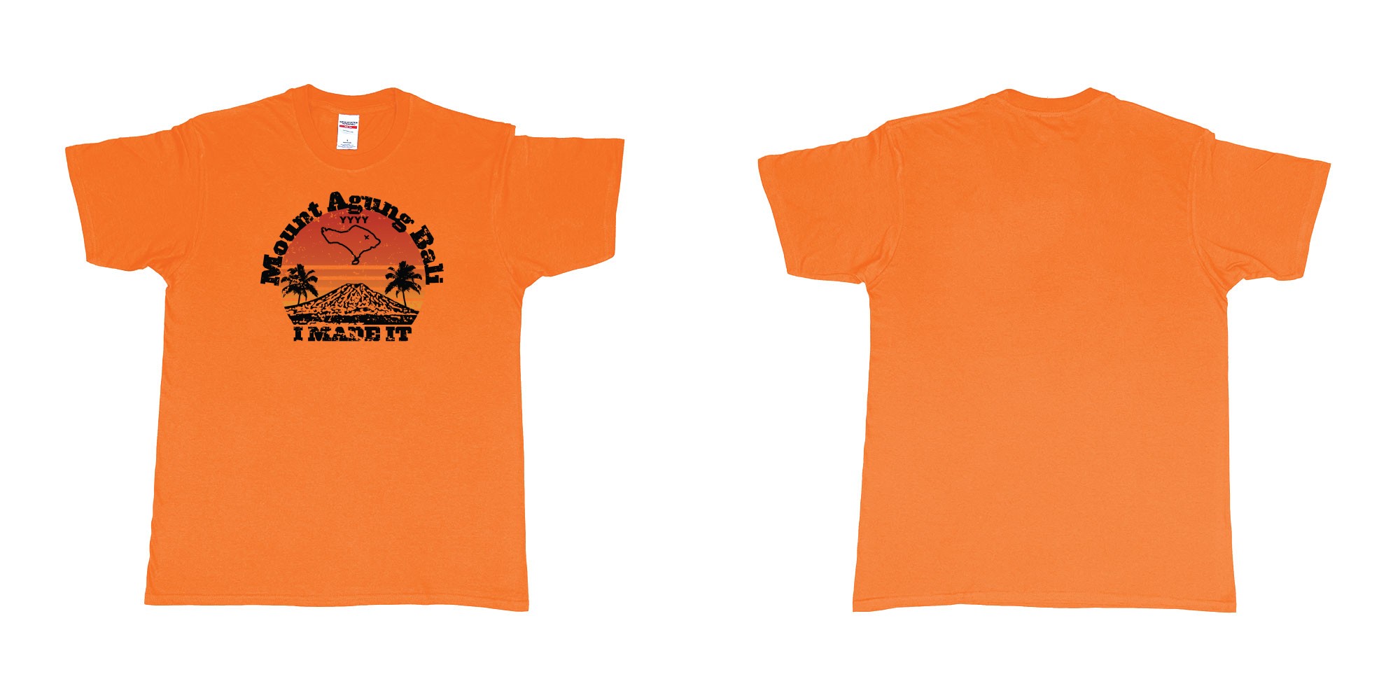 Custom tshirt design mount agung bali i made it in fabric color orange choice your own text made in Bali by The Pirate Way