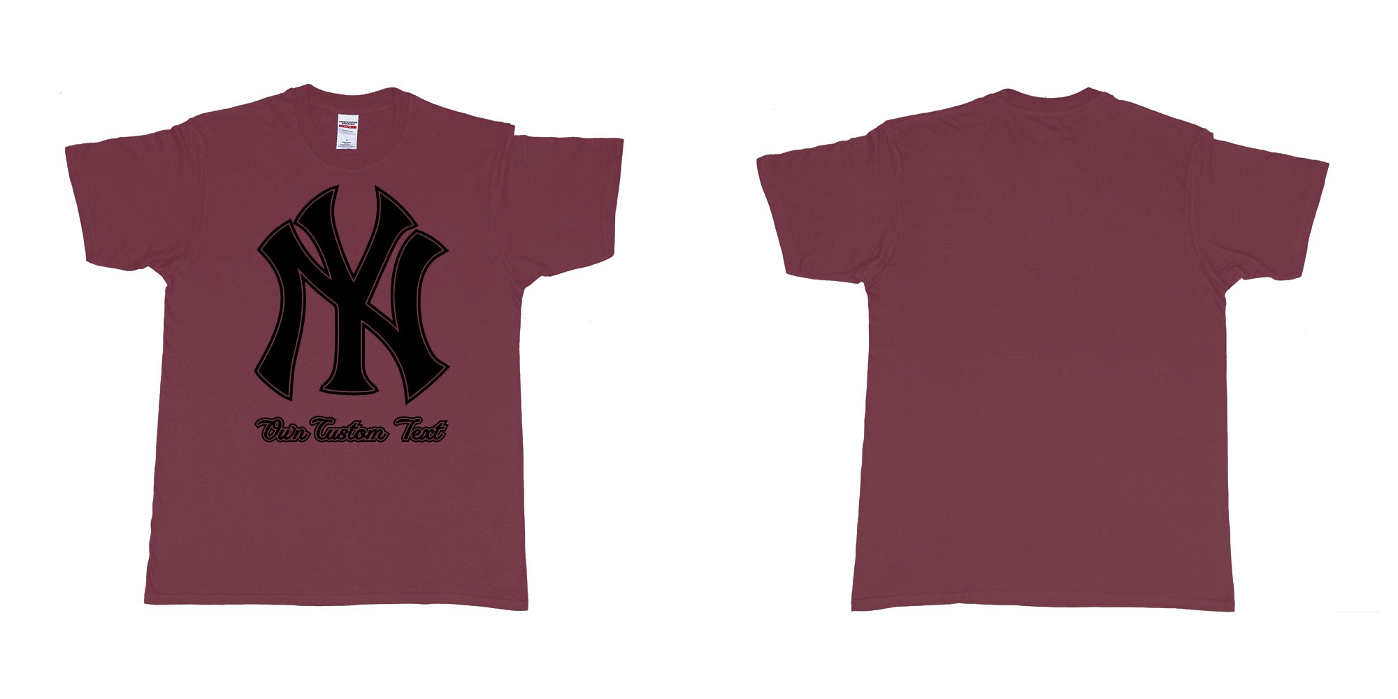 Custom tshirt design new york yankees baseball team custom design in fabric color marron choice your own text made in Bali by The Pirate Way
