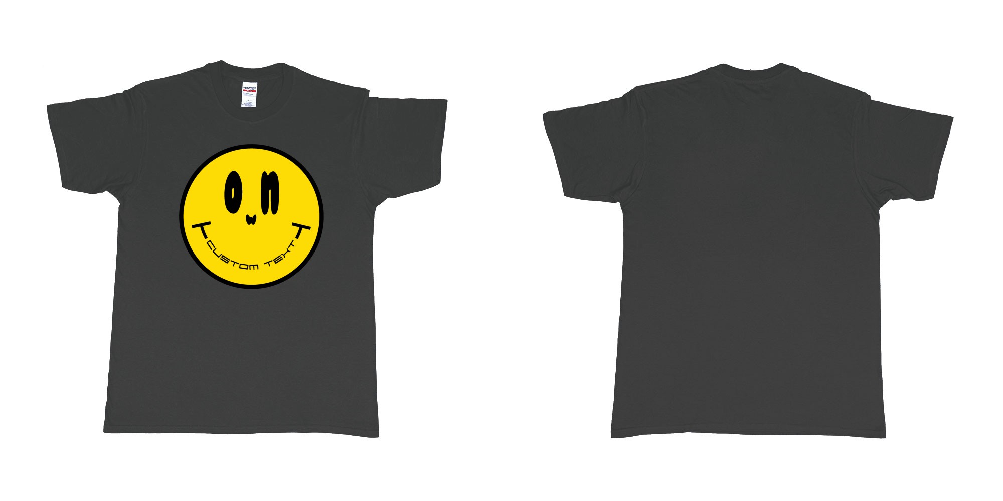 Custom tshirt design smiley face emoji custom text in fabric color black choice your own text made in Bali by The Pirate Way