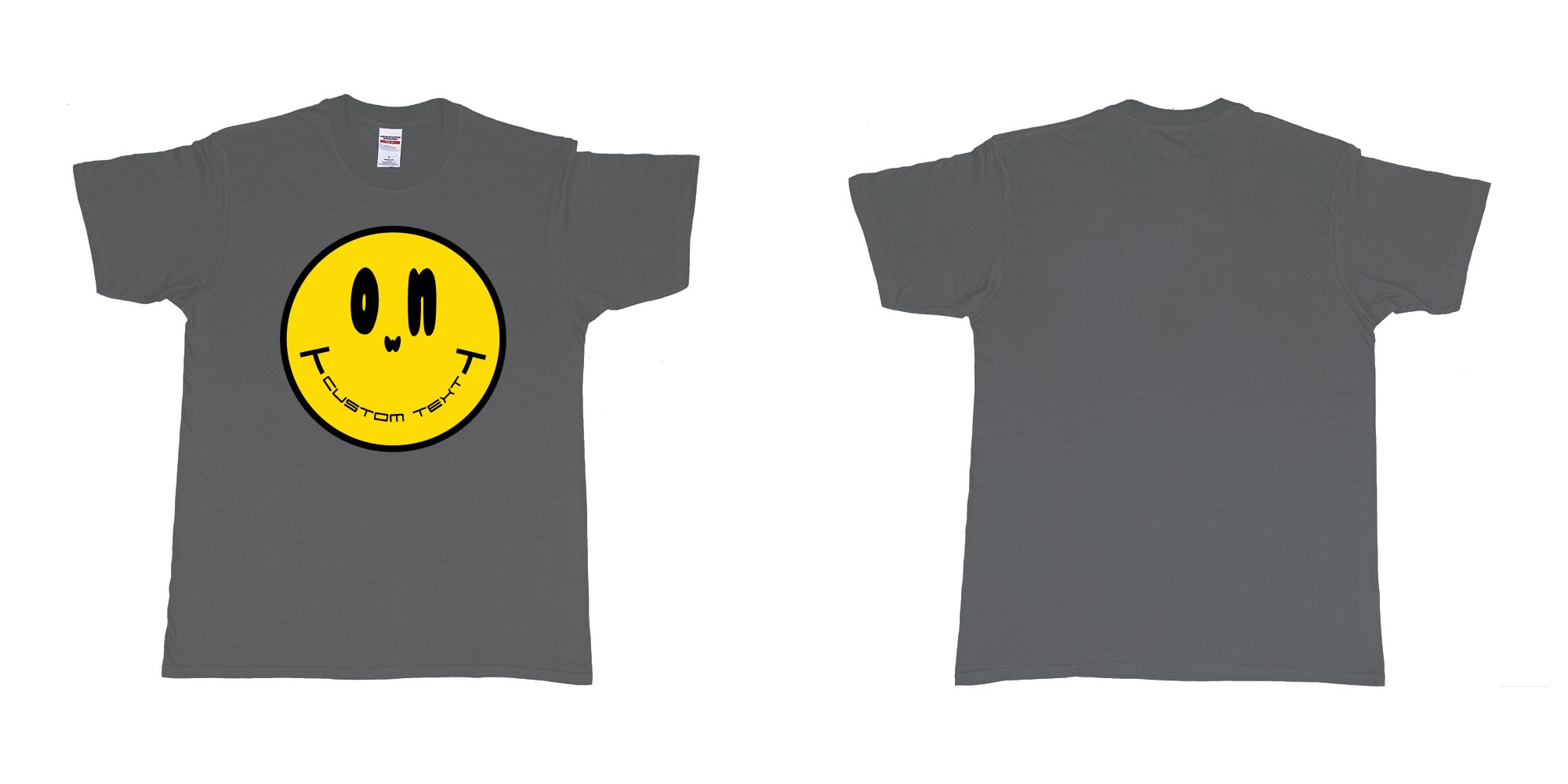 Custom tshirt design smiley face emoji custom text in fabric color charcoal choice your own text made in Bali by The Pirate Way