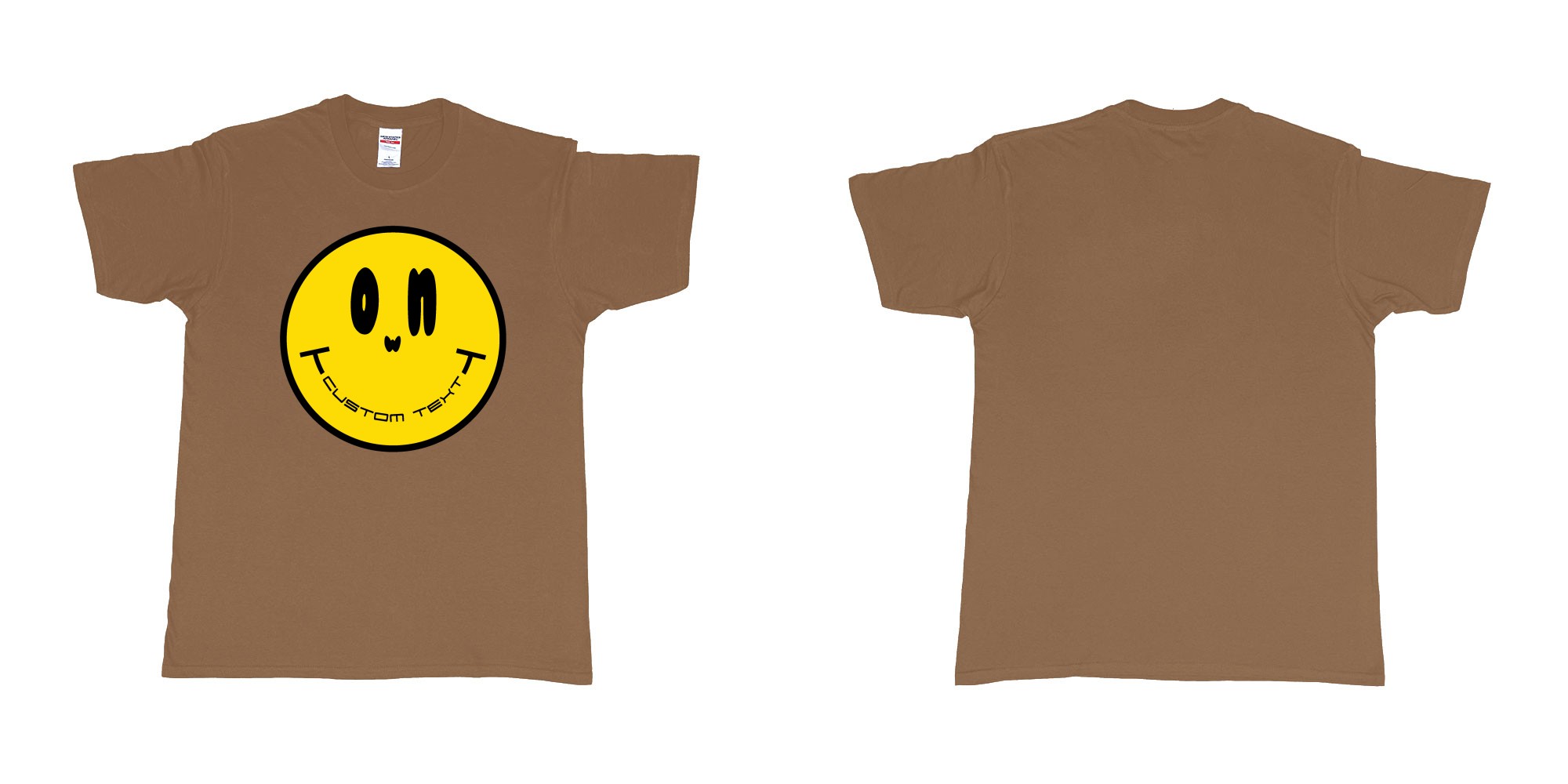 Custom tshirt design smiley face emoji custom text in fabric color chestnut choice your own text made in Bali by The Pirate Way