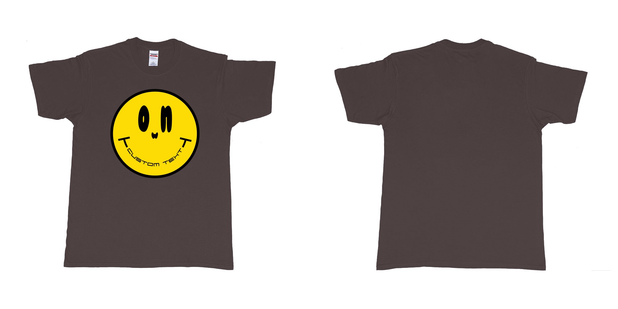 Custom tshirt design smiley face emoji custom text in fabric color dark-chocolate choice your own text made in Bali by The Pirate Way