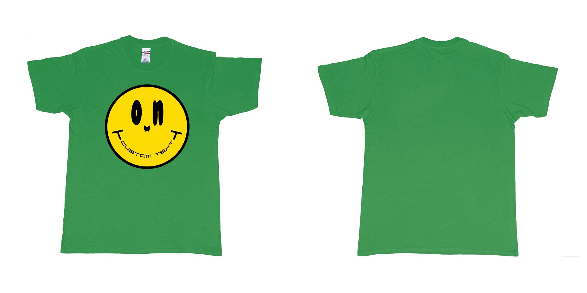 Custom tshirt design smiley face emoji custom text in fabric color irish-green choice your own text made in Bali by The Pirate Way