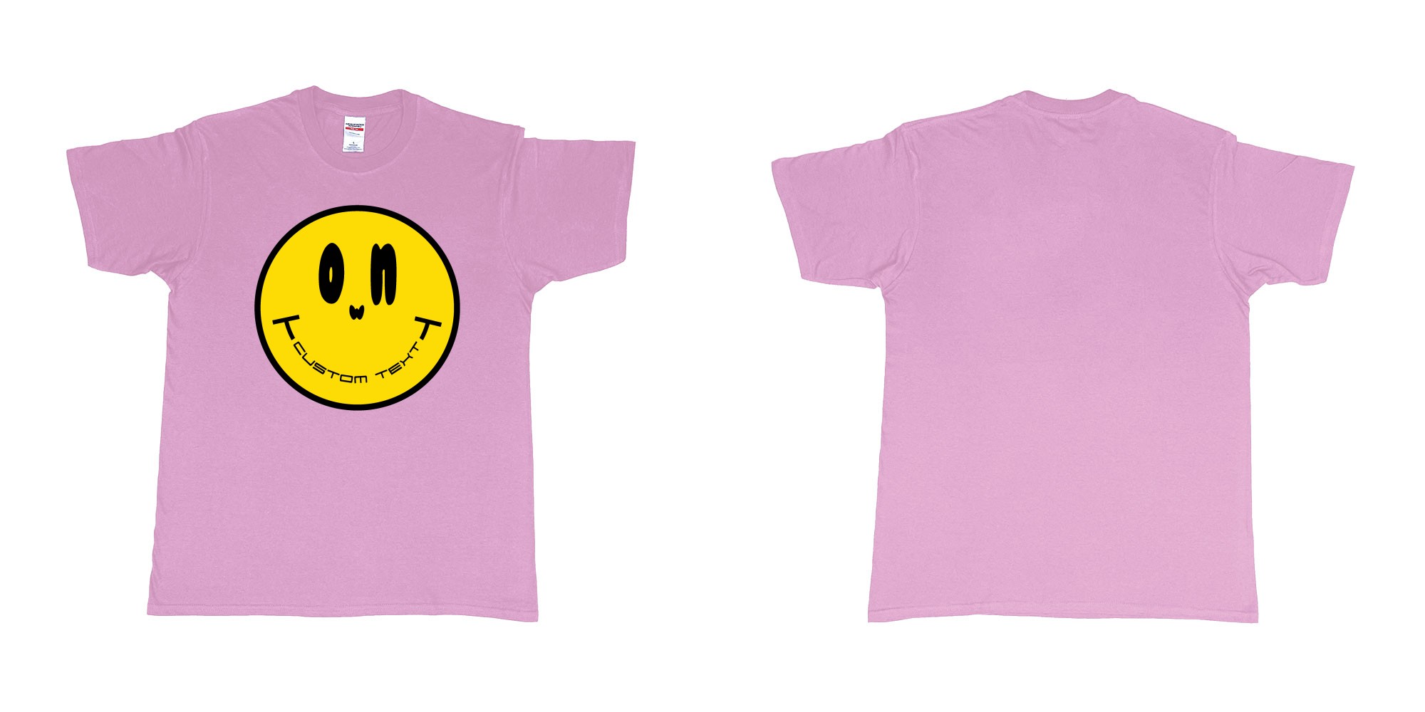 Custom tshirt design smiley face emoji custom text in fabric color light-pink choice your own text made in Bali by The Pirate Way