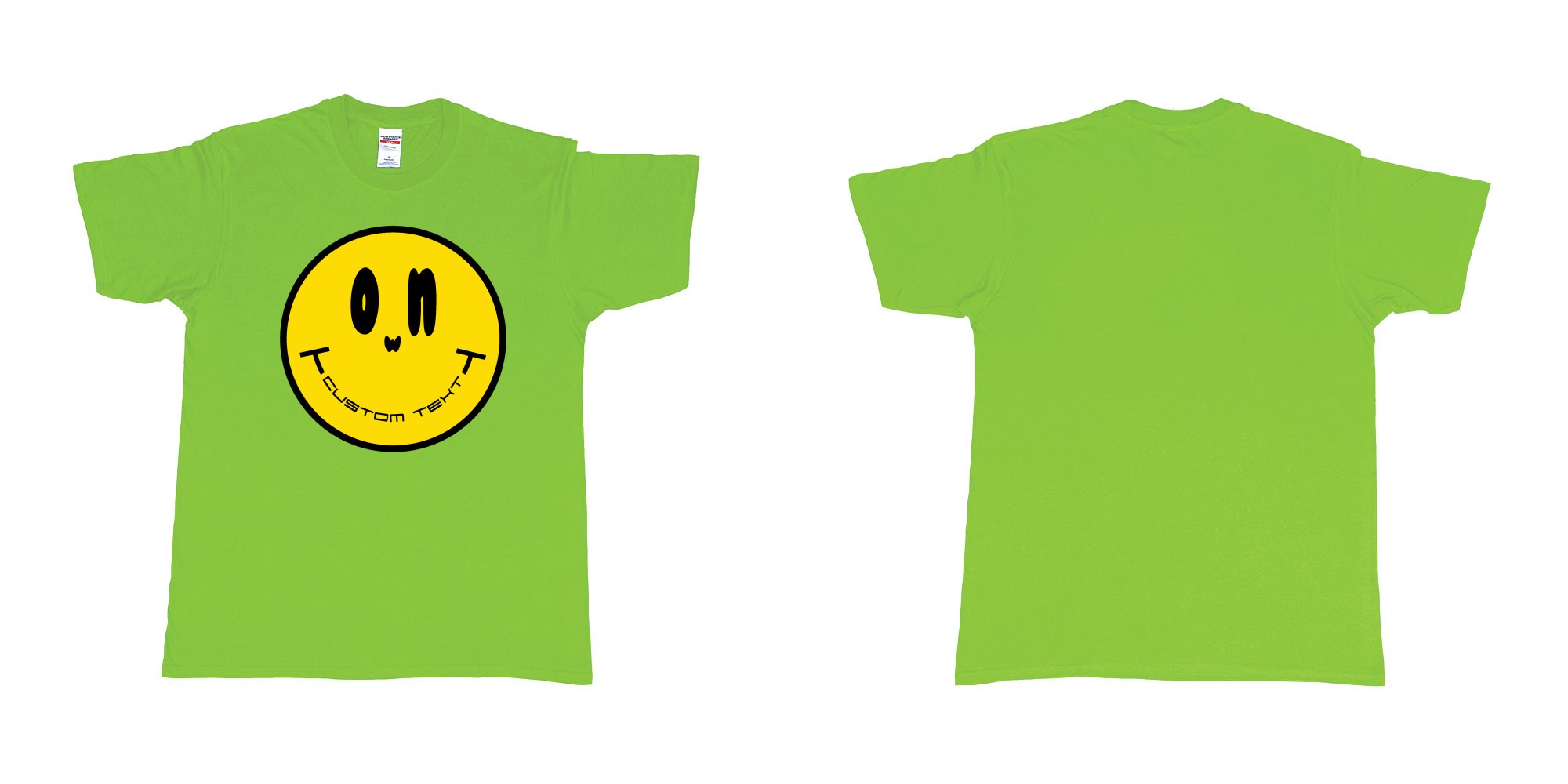 Custom tshirt design smiley face emoji custom text in fabric color lime choice your own text made in Bali by The Pirate Way
