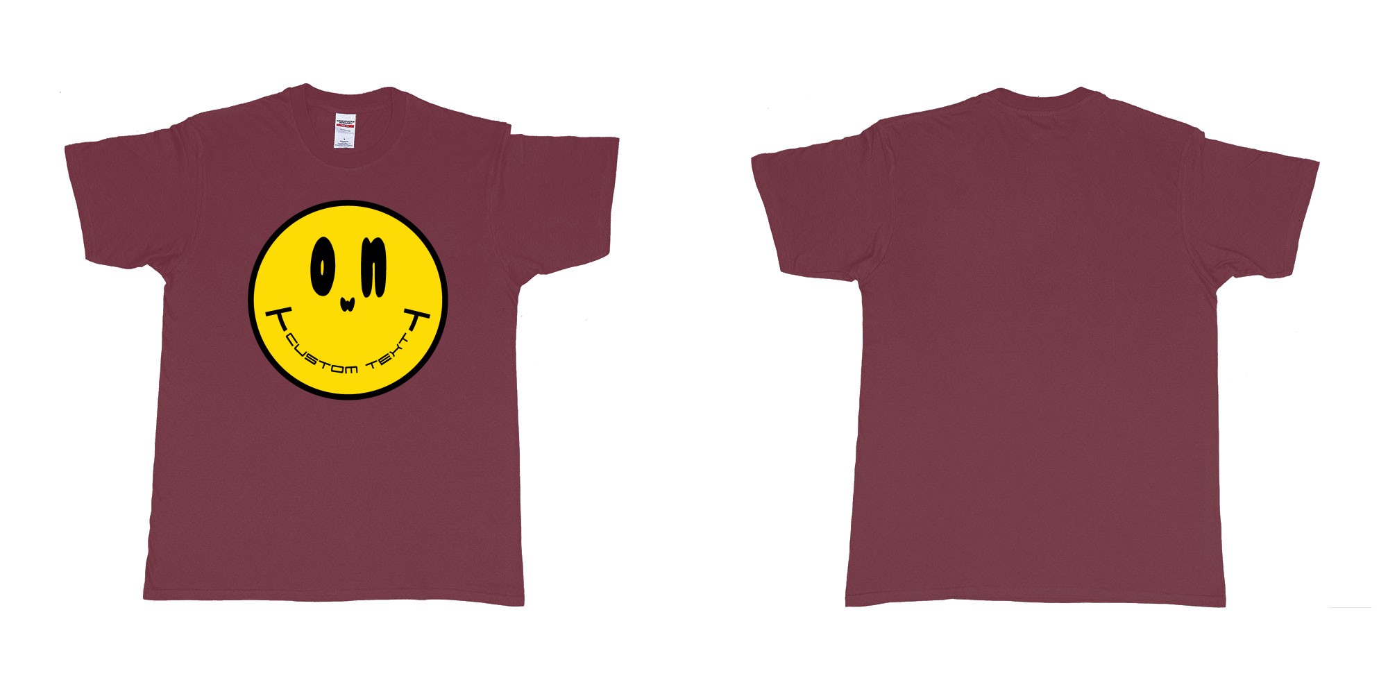 Custom tshirt design smiley face emoji custom text in fabric color marron choice your own text made in Bali by The Pirate Way