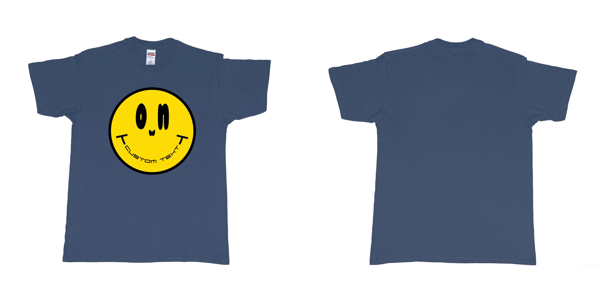 Custom tshirt design smiley face emoji custom text in fabric color navy choice your own text made in Bali by The Pirate Way