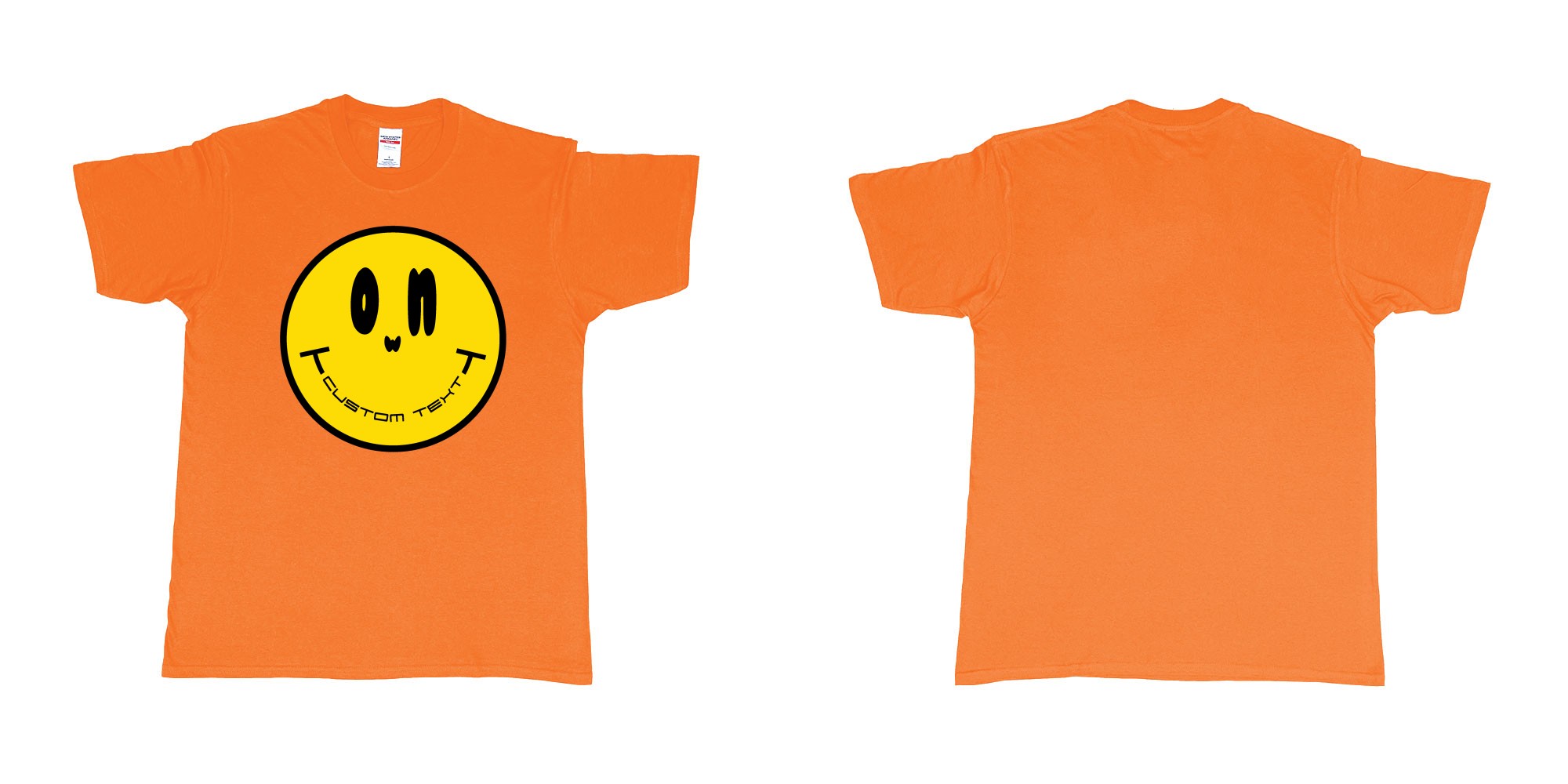 Custom tshirt design smiley face emoji custom text in fabric color orange choice your own text made in Bali by The Pirate Way