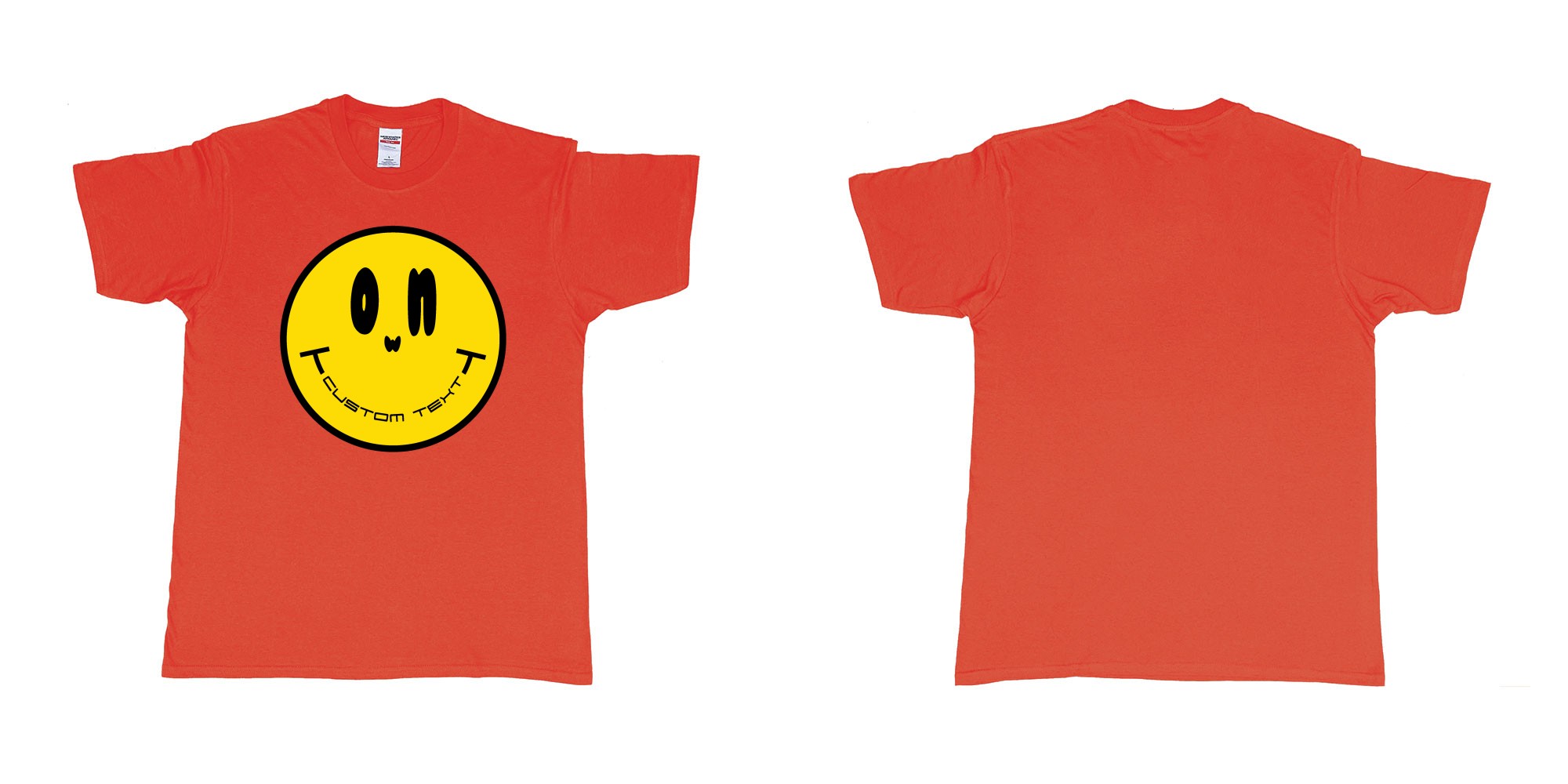 Custom tshirt design smiley face emoji custom text in fabric color red choice your own text made in Bali by The Pirate Way