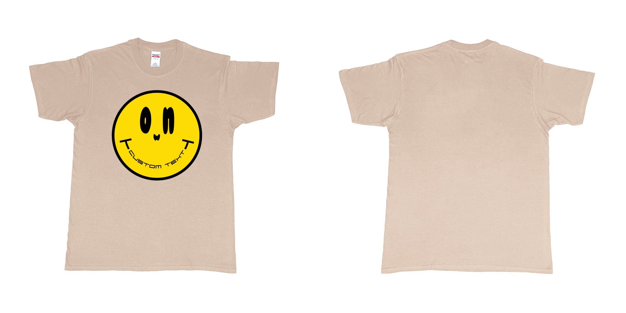 Custom tshirt design smiley face emoji custom text in fabric color sand choice your own text made in Bali by The Pirate Way