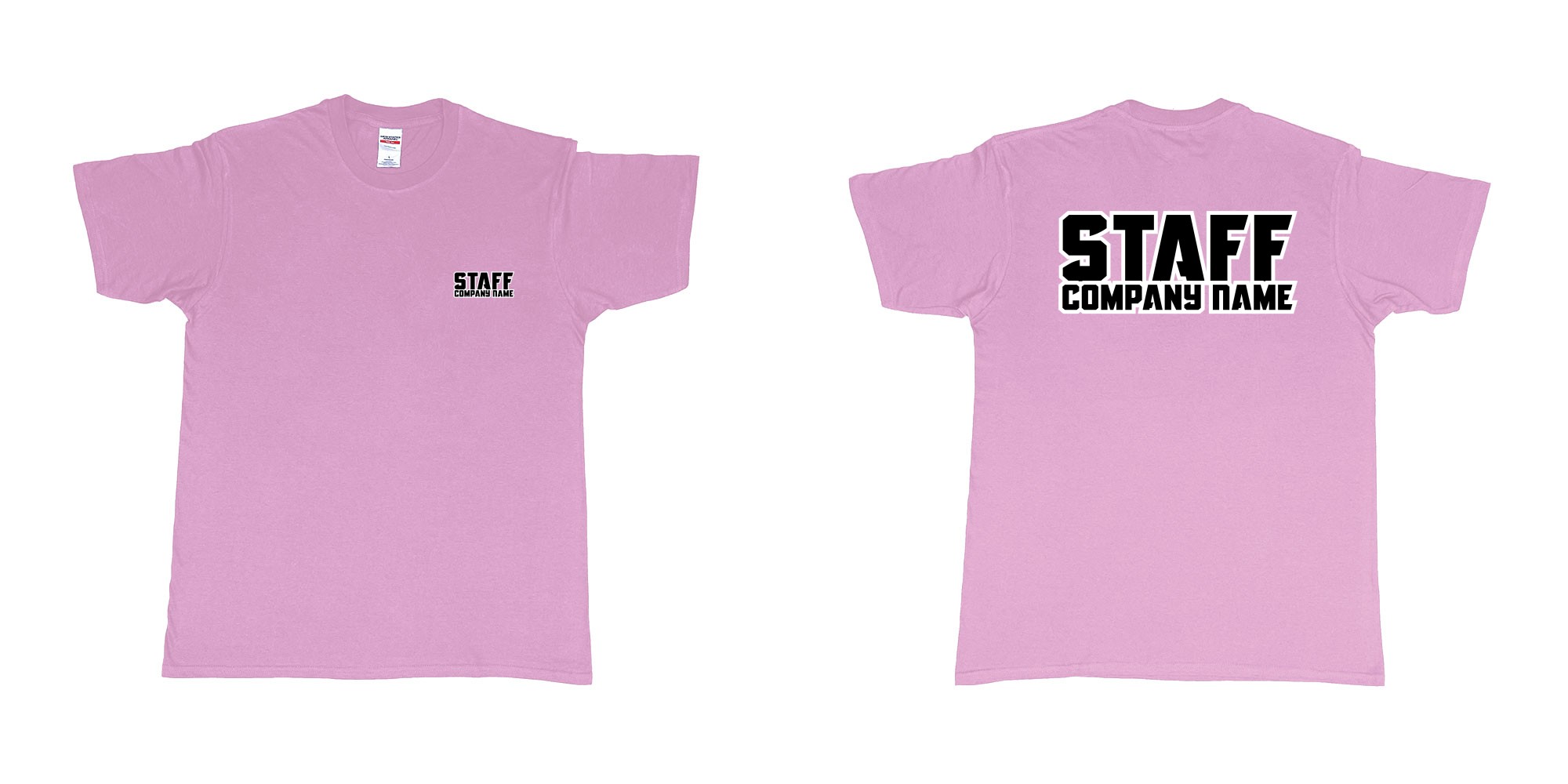 Custom tshirt design staff tshirt own company name in fabric color light-pink choice your own text made in Bali by The Pirate Way
