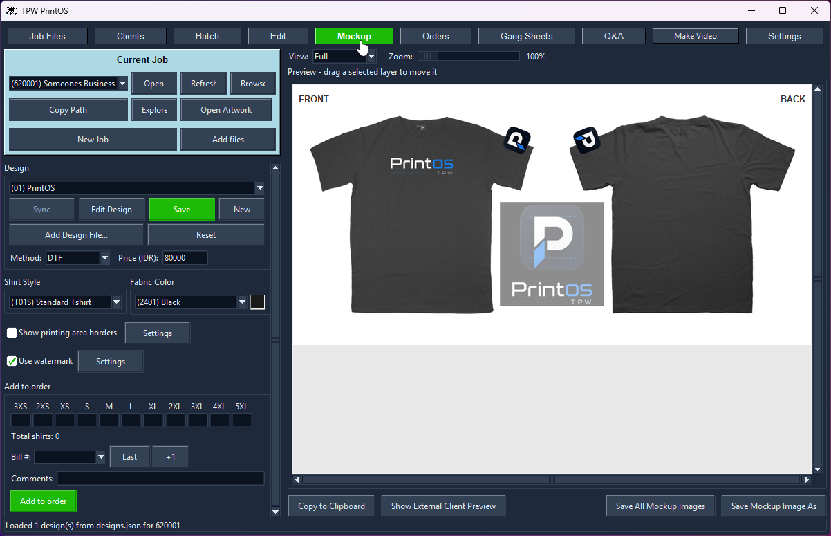 Mockup tool and Add to order