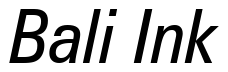 Font Zurich-Condensed-Italic-BT: Bali Ink