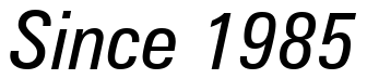 Font Zurich-Condensed-Italic-BT: Since 1985