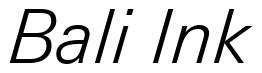 Font Zurich-Light-Italic-BT: Bali Ink