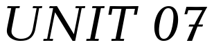 Font 12Candida-13042-Italic: UNIT 07