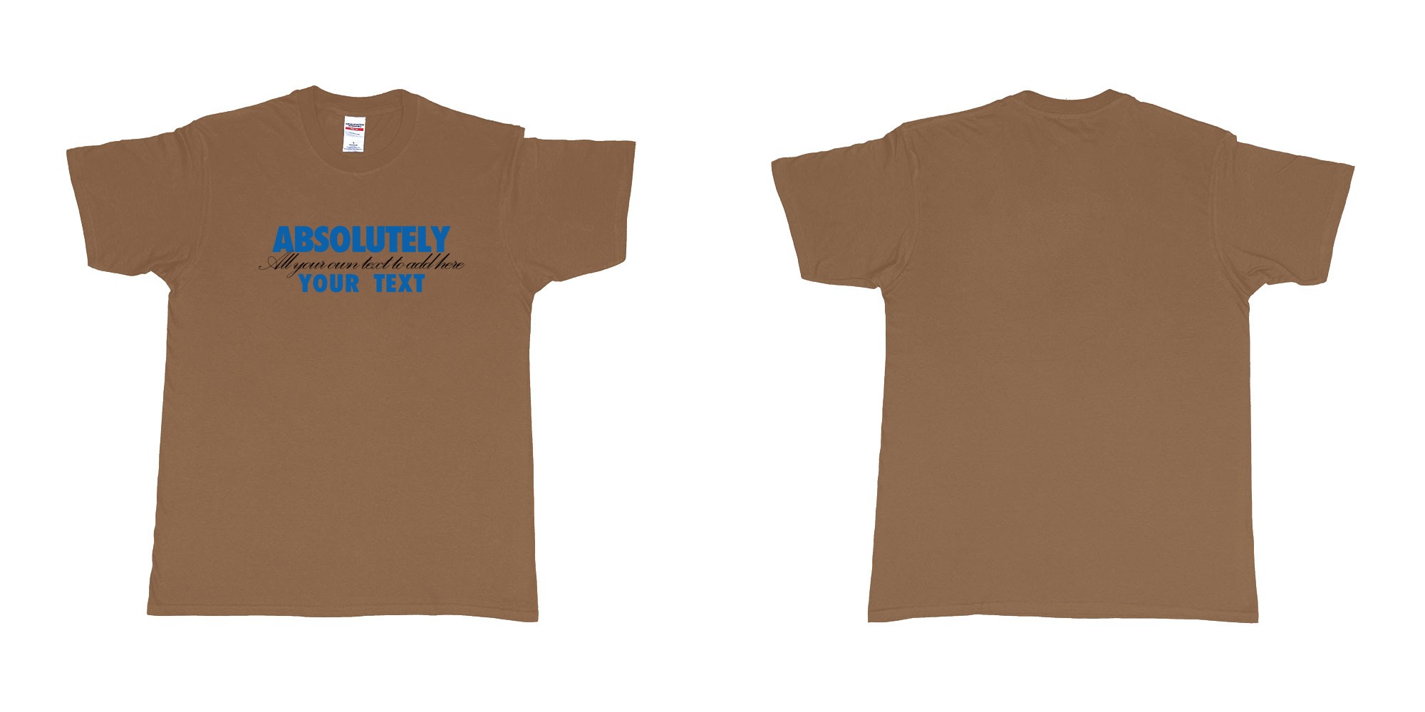 Custom tshirt design Absolute Vodka in fabric color chestnut choice your own text made in Bali by The Pirate Way